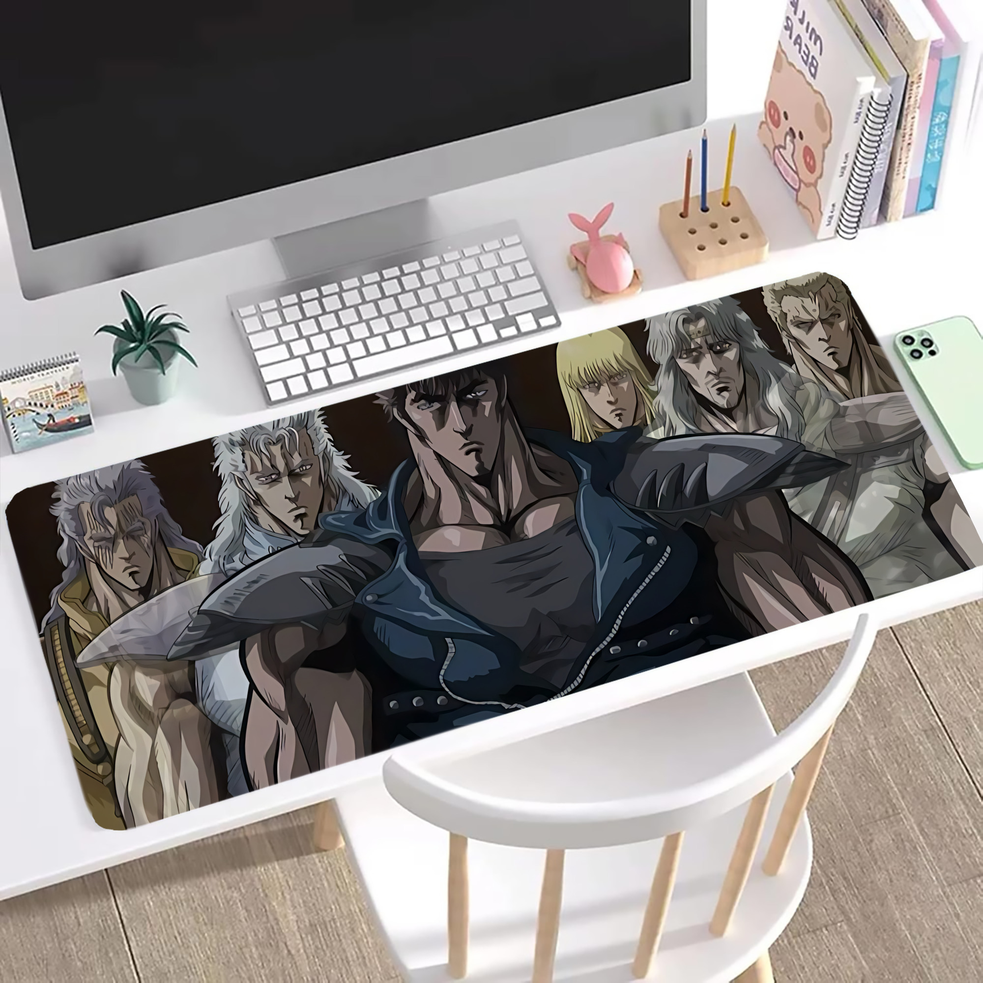 （画像用） 北斗の拳 Fist of the North Star ステッチ加工 大判デスクマット／滑り止めマウスパッド