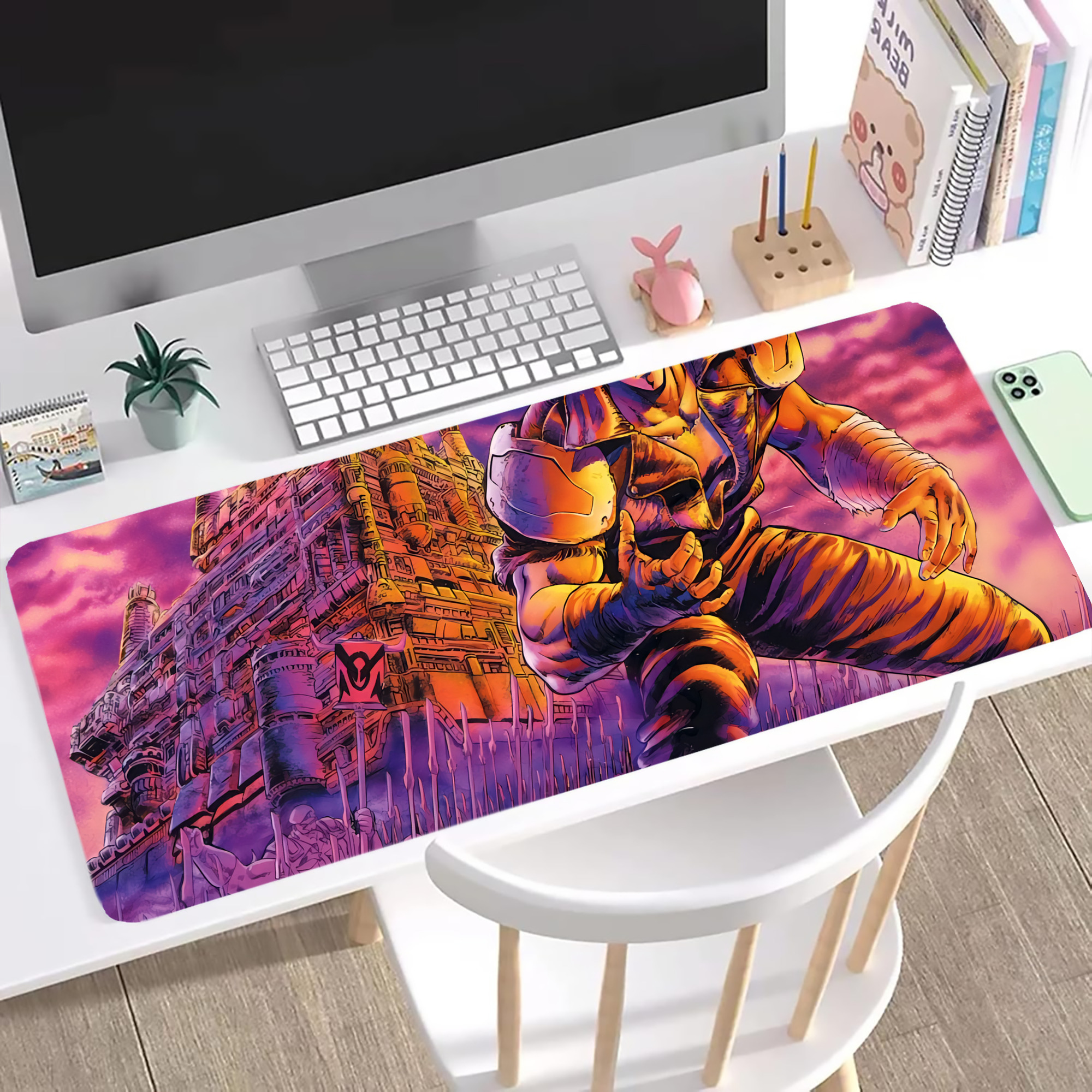 （画像用） 北斗の拳 Fist of the North Star ステッチ加工 大判デスクマット／滑り止めマウスパッド
