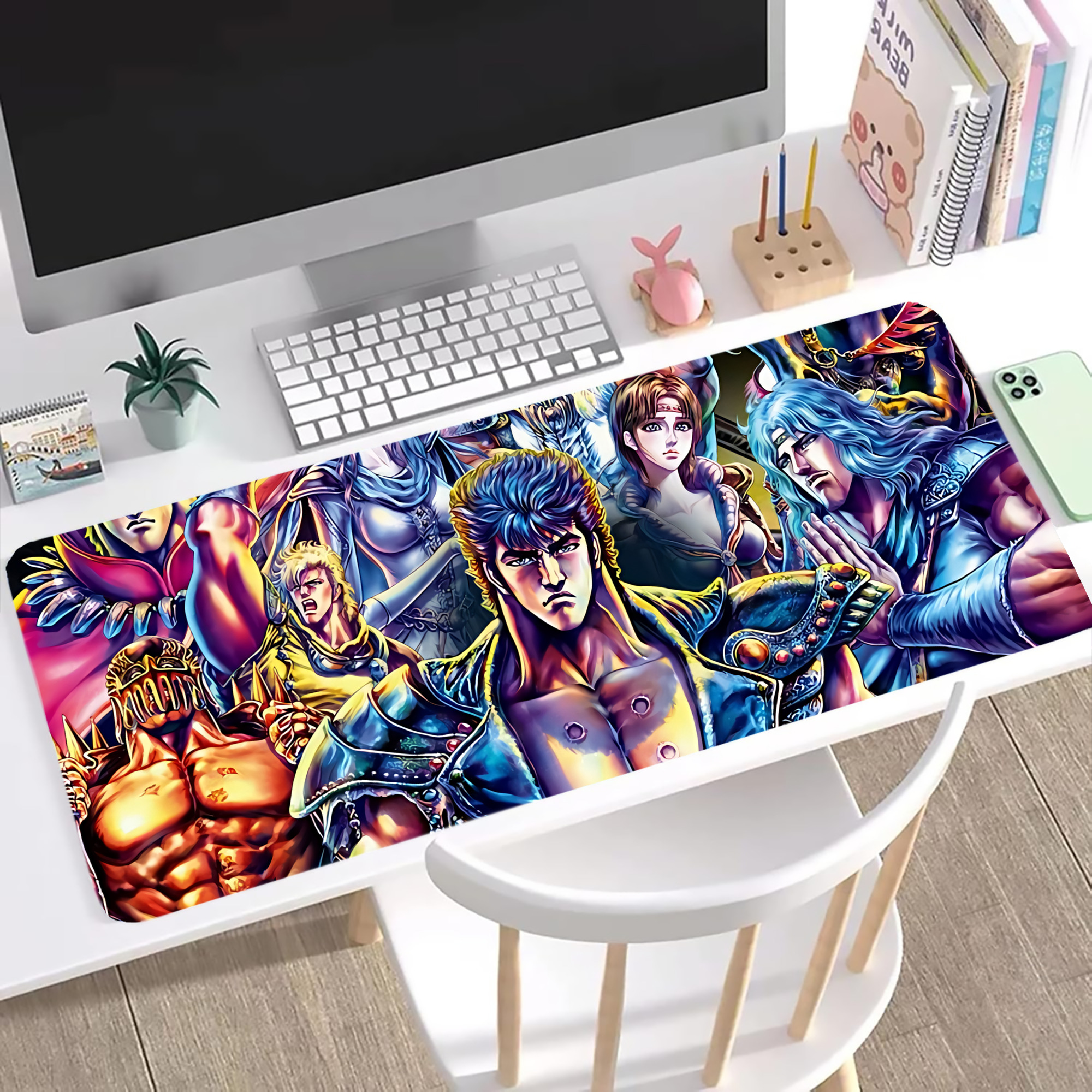 （画像用） 北斗の拳 Fist of the North Star ステッチ加工 大判デスクマット／滑り止めマウスパッド