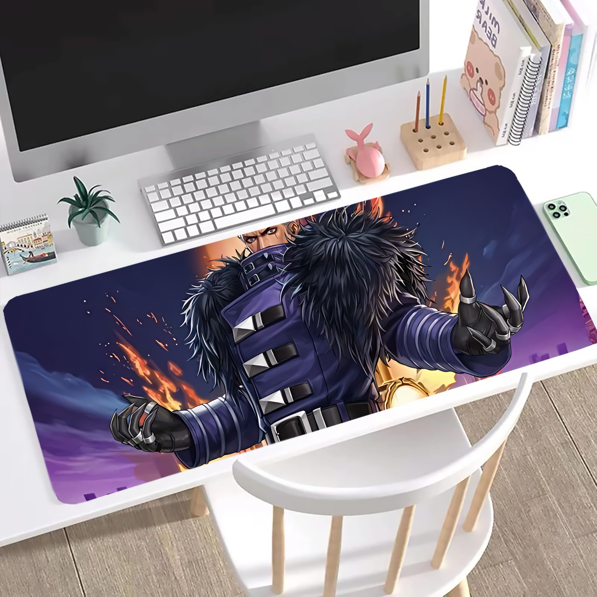 （画像用） 北斗の拳 Fist of the North Star ステッチ加工 大判デスクマット／滑り止めマウスパッド
