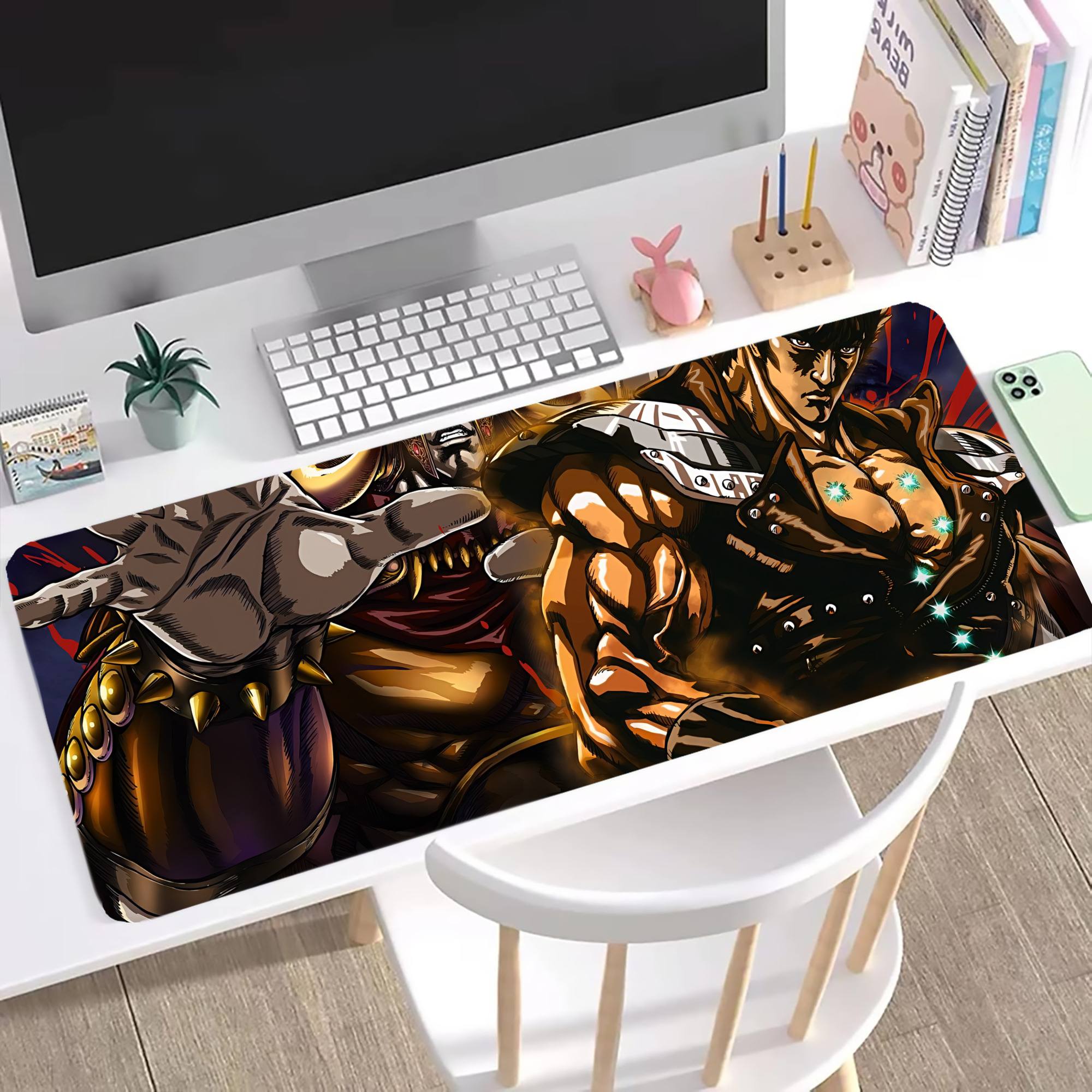 （画像用） 北斗の拳 Fist of the North Star ステッチ加工 大判デスクマット／滑り止めマウスパッド