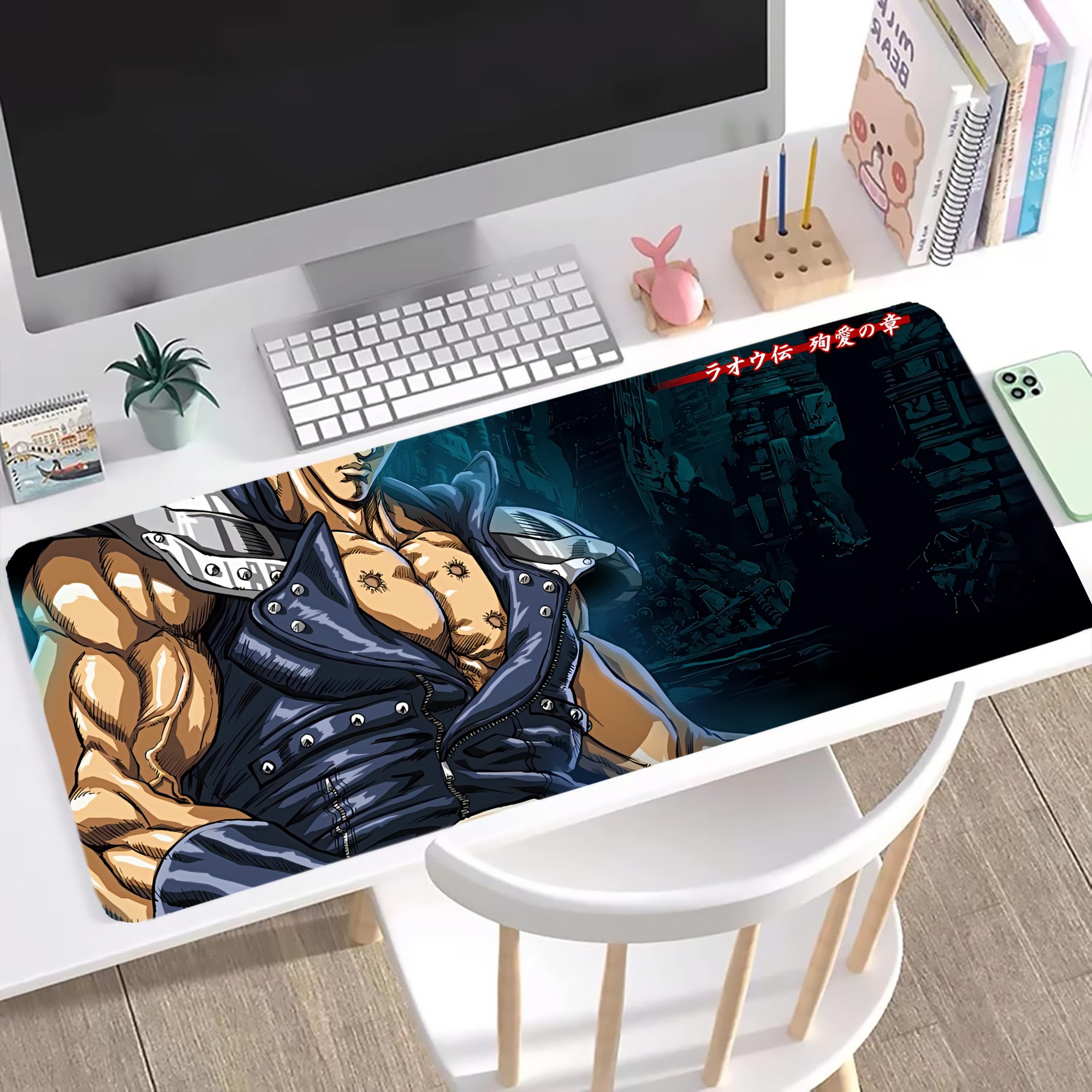 （画像用） 北斗の拳 Fist of the North Star ステッチ加工 大判デスクマット／滑り止めマウスパッド