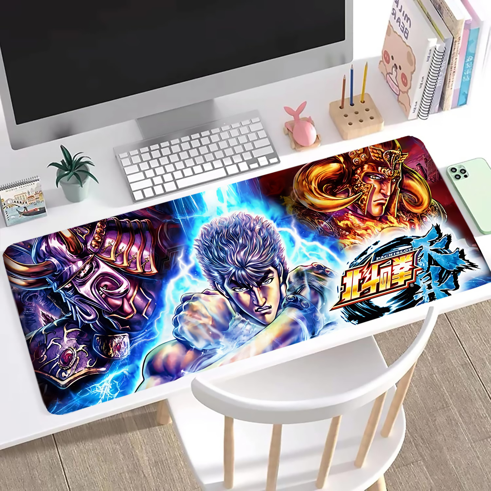 （画像用） 北斗の拳 Fist of the North Star ステッチ加工 大判デスクマット／滑り止めマウスパッド