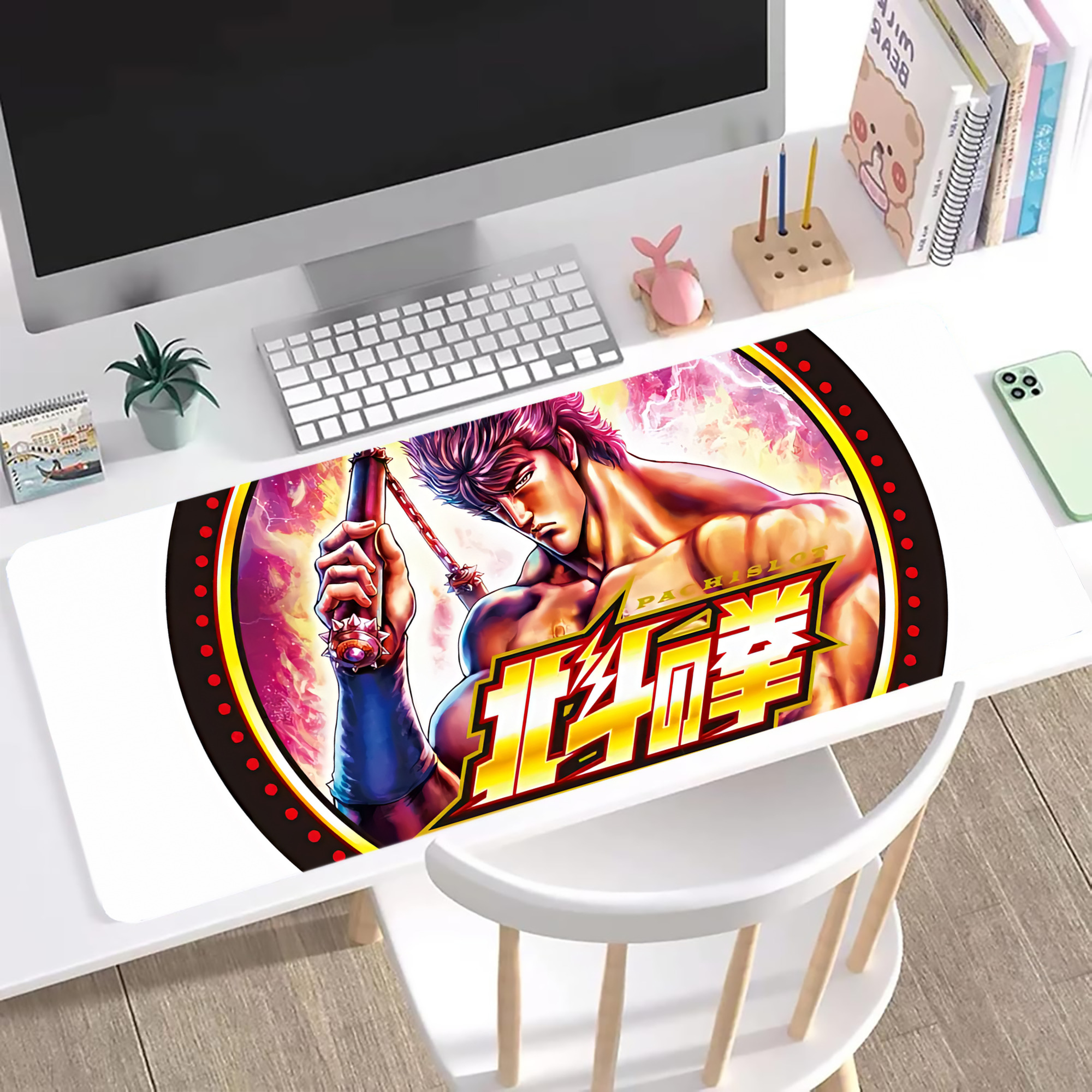 （画像用） 北斗の拳 Fist of the North Star ステッチ加工 大判デスクマット／滑り止めマウスパッド