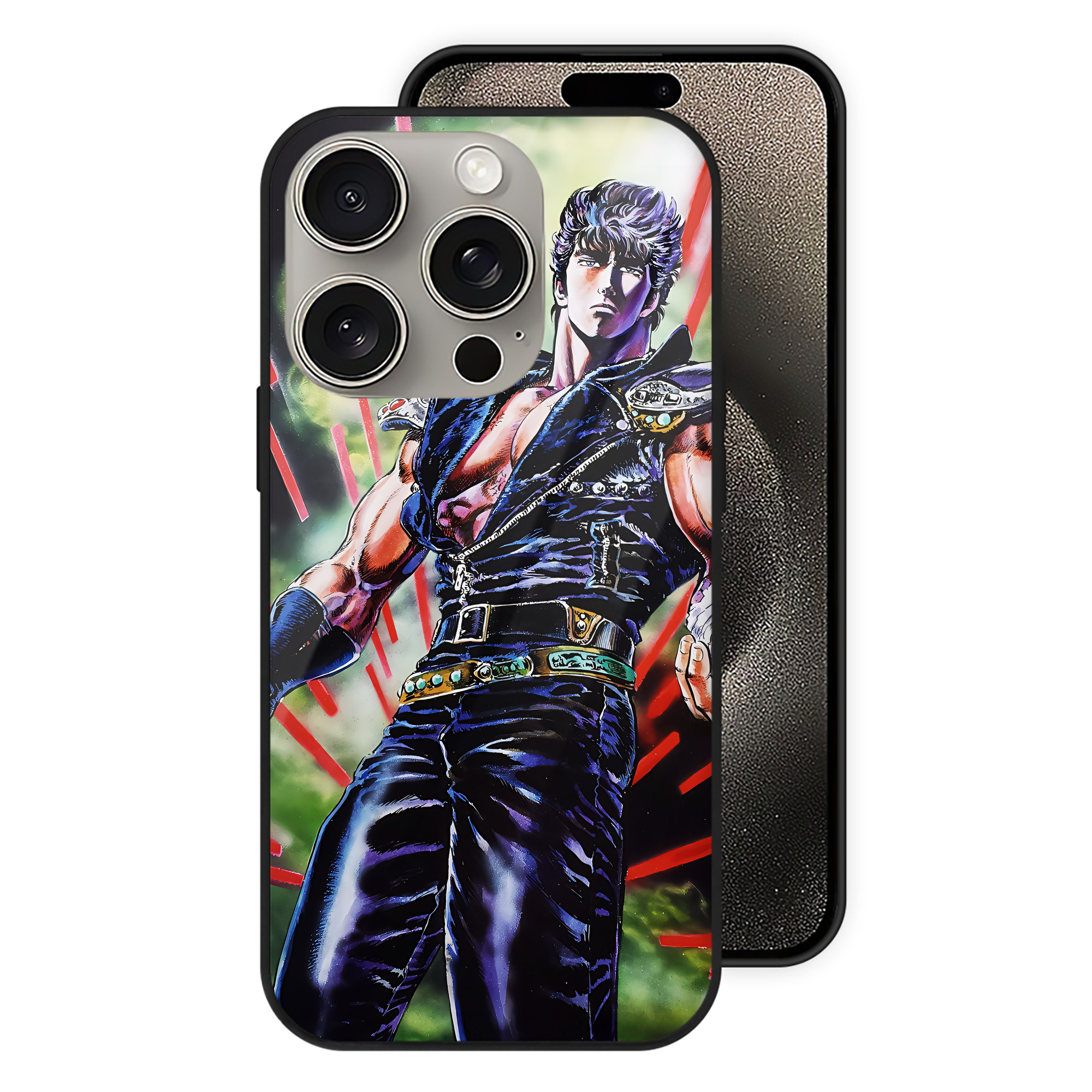 （画像用） 北斗の拳 Fist of the North Star 【iPhone15Pro対応】スマホケース 耐衝撃＆黄変防止 背面ガラス
