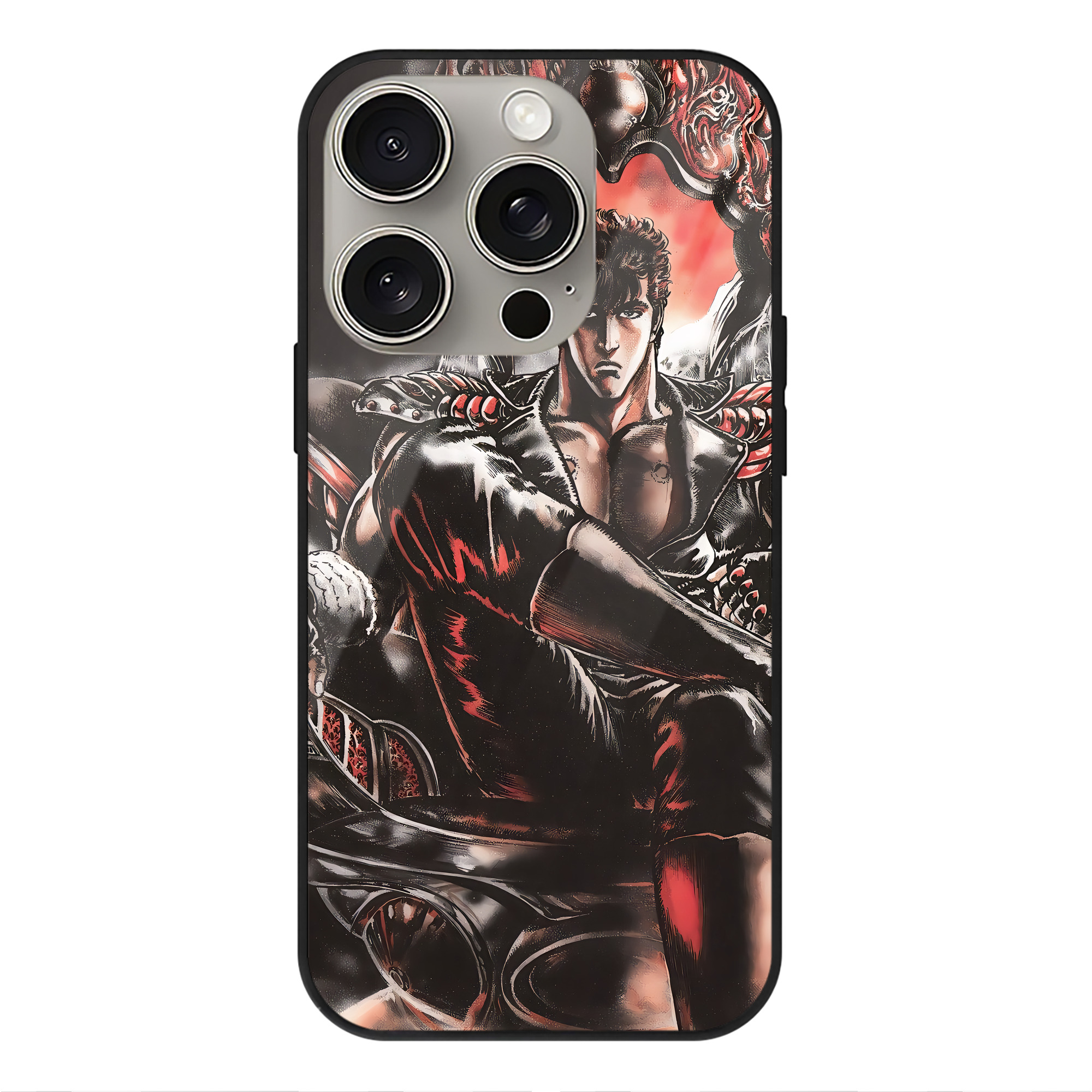 （画像用） 北斗の拳 Fist of the North Star 【iPhone15Pro対応】スマホケース 耐衝撃＆黄変防止 背面ガラス
