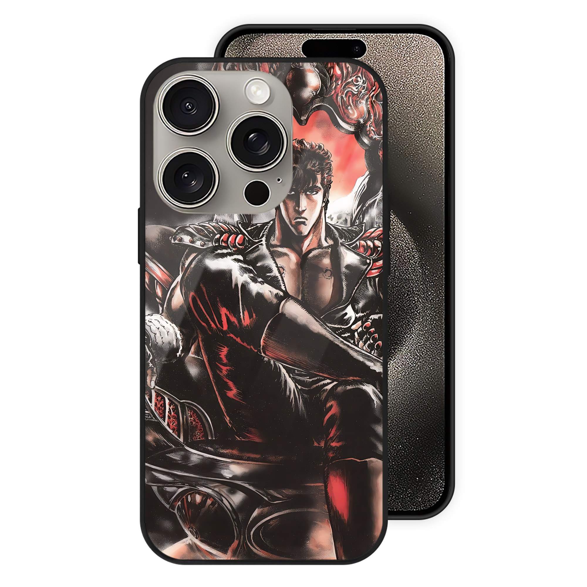 （画像用） 北斗の拳 Fist of the North Star 【iPhone15Pro対応】スマホケース 耐衝撃＆黄変防止 背面ガラス