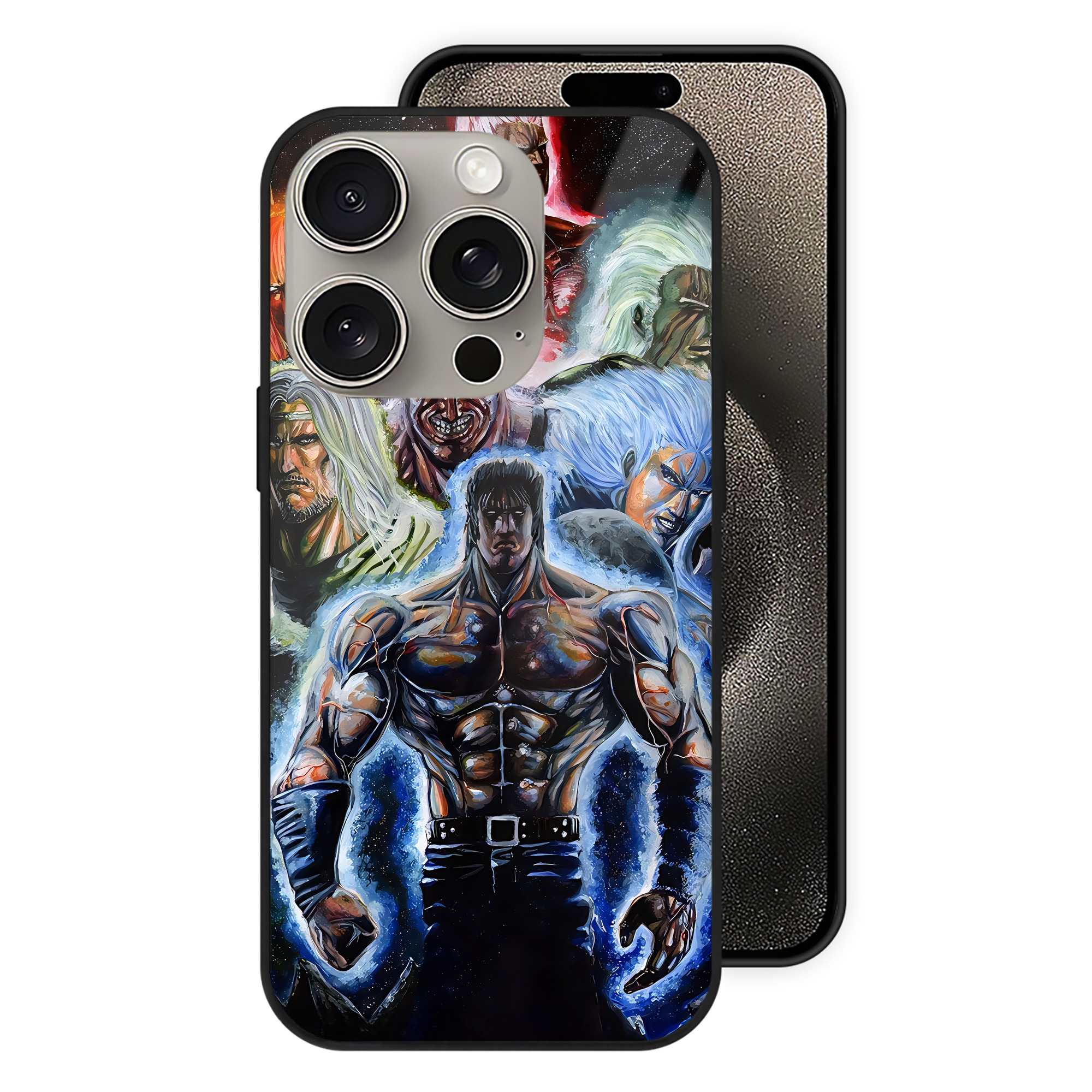 （画像用） 北斗の拳 Fist of the North Star 【iPhone15Pro対応】スマホケース 耐衝撃＆黄変防止 背面ガラス