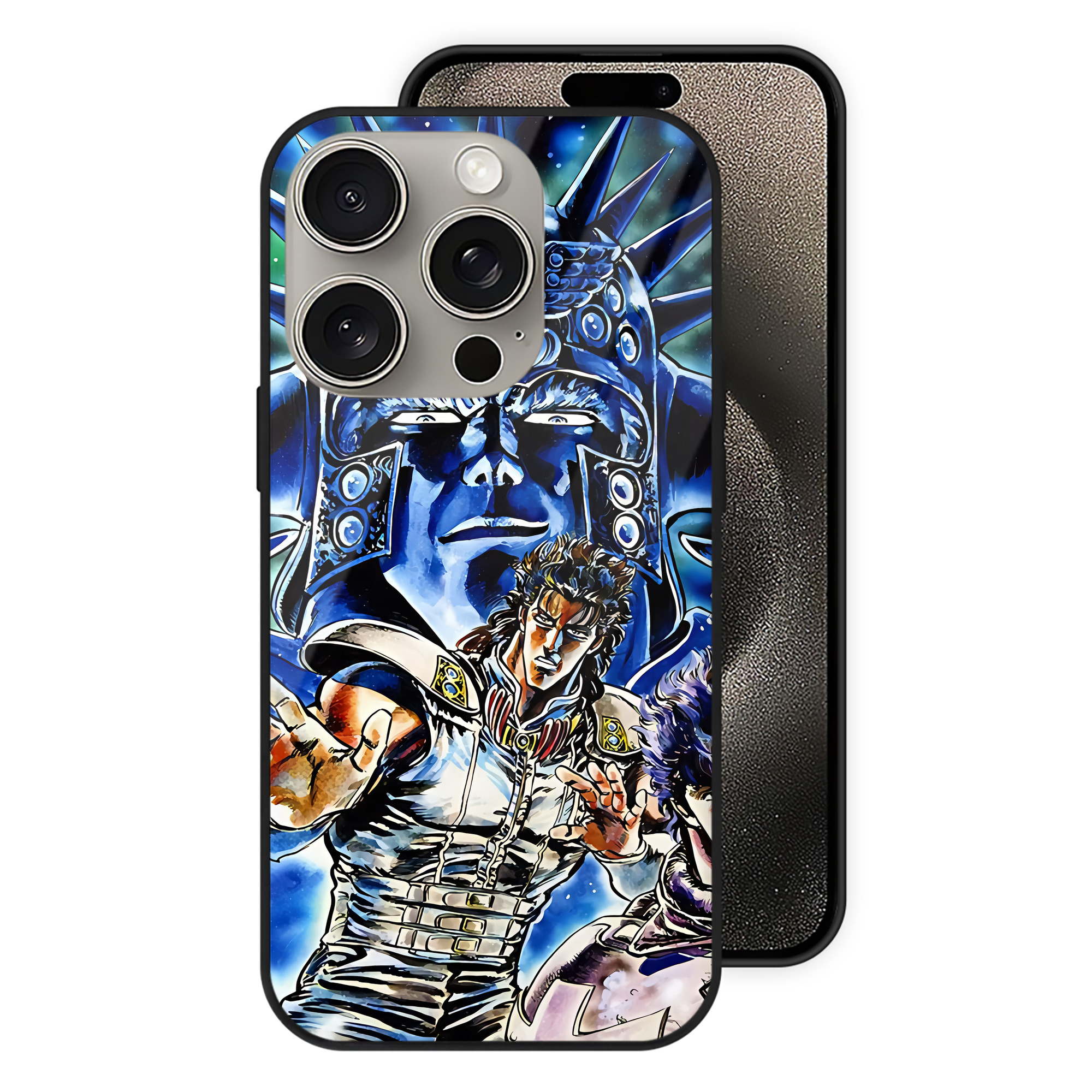 （画像用） 北斗の拳 Fist of the North Star 【iPhone15Pro対応】スマホケース 耐衝撃＆黄変防止 背面ガラス