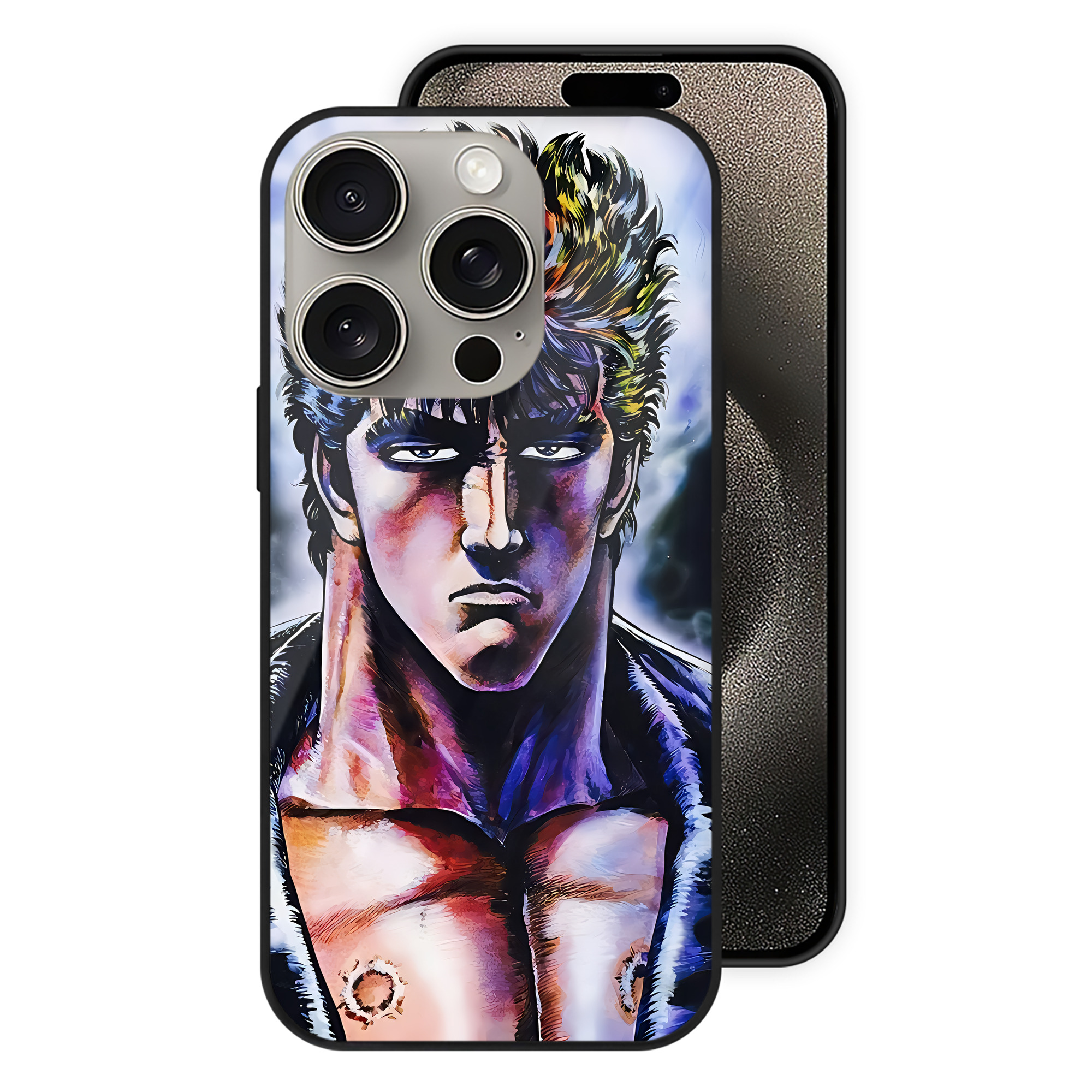 （画像用） 北斗の拳 Fist of the North Star 【iPhone15Pro対応】スマホケース 耐衝撃＆黄変防止 背面ガラス