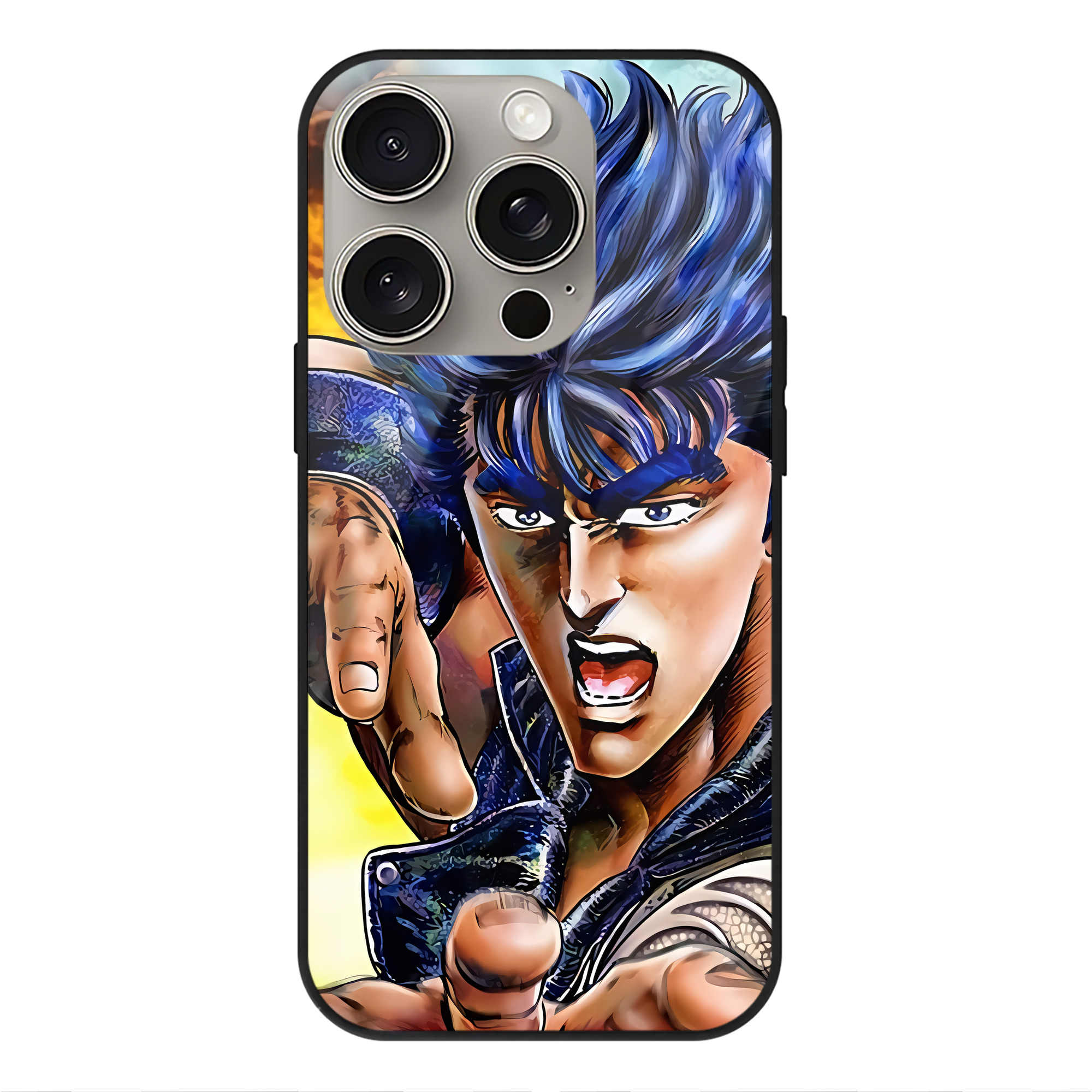 （画像用） 北斗の拳 Fist of the North Star 【iPhone15Pro対応】スマホケース 耐衝撃＆黄変防止 背面ガラス