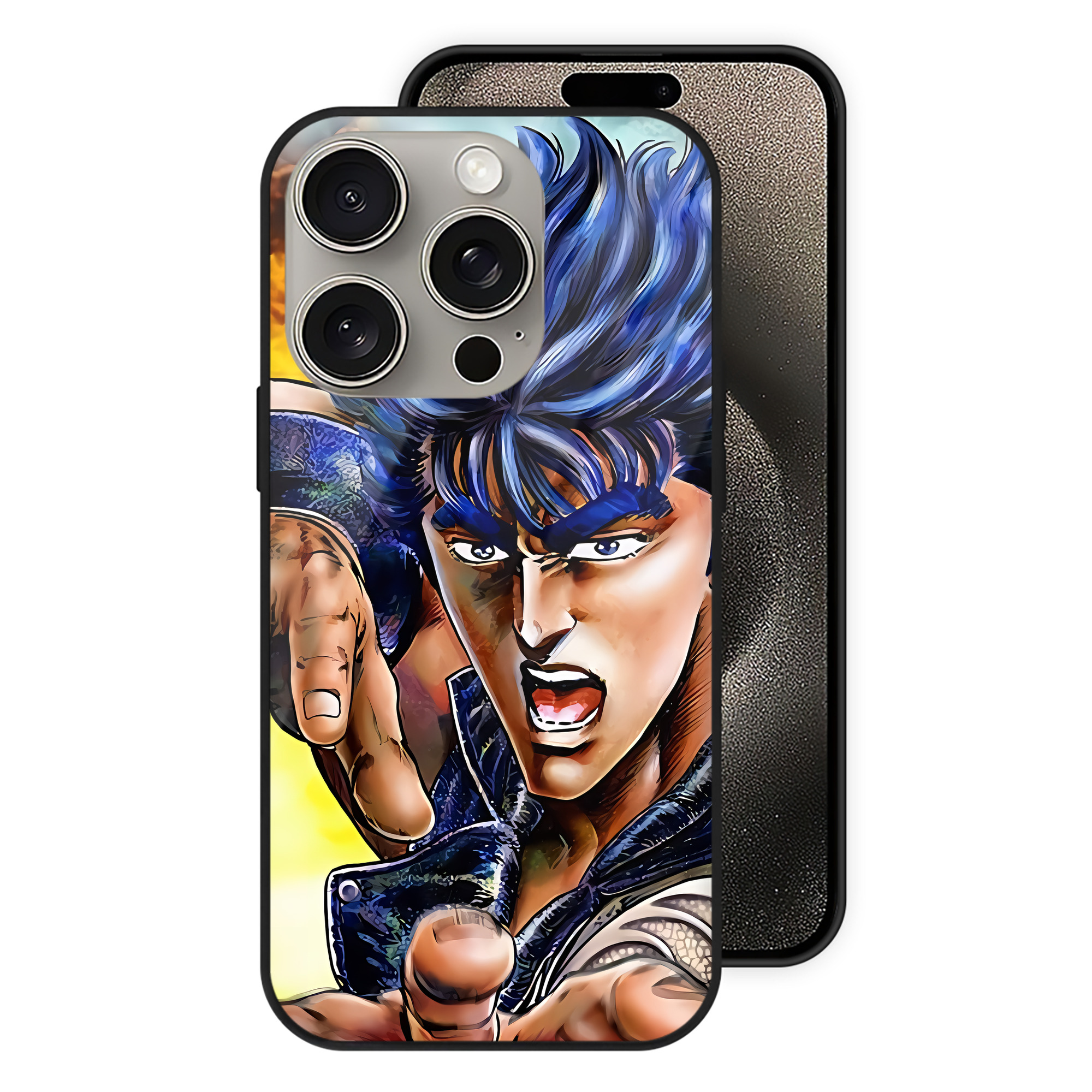 （画像用） 北斗の拳 Fist of the North Star 【iPhone15Pro対応】スマホケース 耐衝撃＆黄変防止 背面ガラス