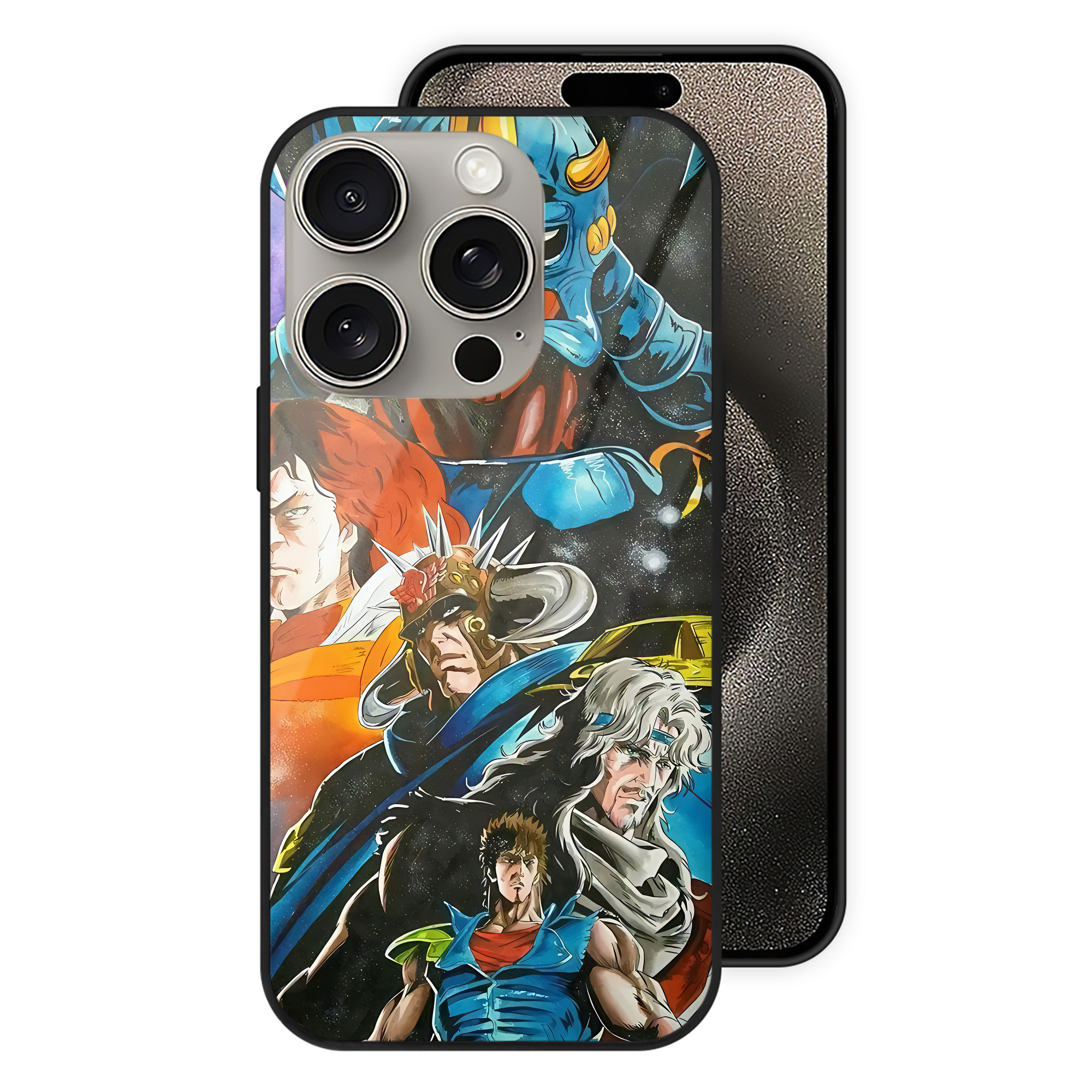 （画像用） 北斗の拳 Fist of the North Star 【iPhone15Pro対応】スマホケース 耐衝撃＆黄変防止 背面ガラス