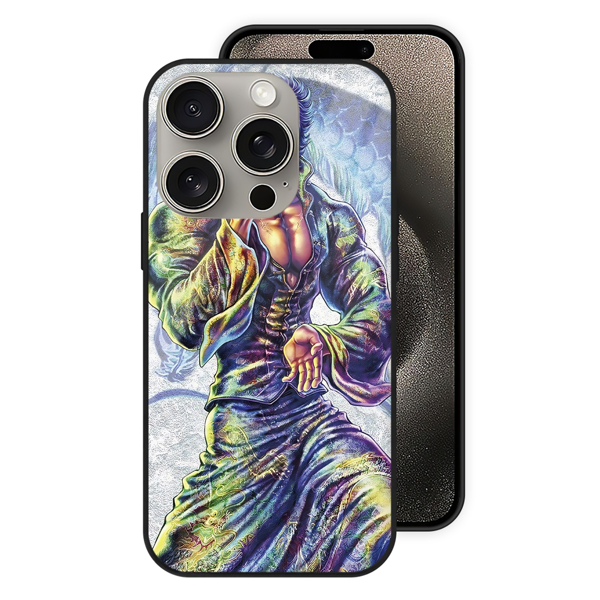 （画像用） 北斗の拳 Fist of the North Star 【iPhone15Pro対応】スマホケース 耐衝撃＆黄変防止 背面ガラス