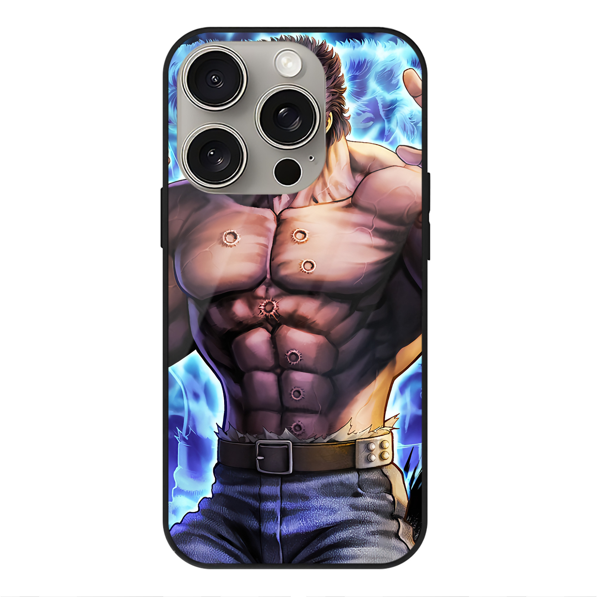 （画像用） 北斗の拳 Fist of the North Star 【iPhone15Pro対応】スマホケース 耐衝撃＆黄変防止 背面ガラス
