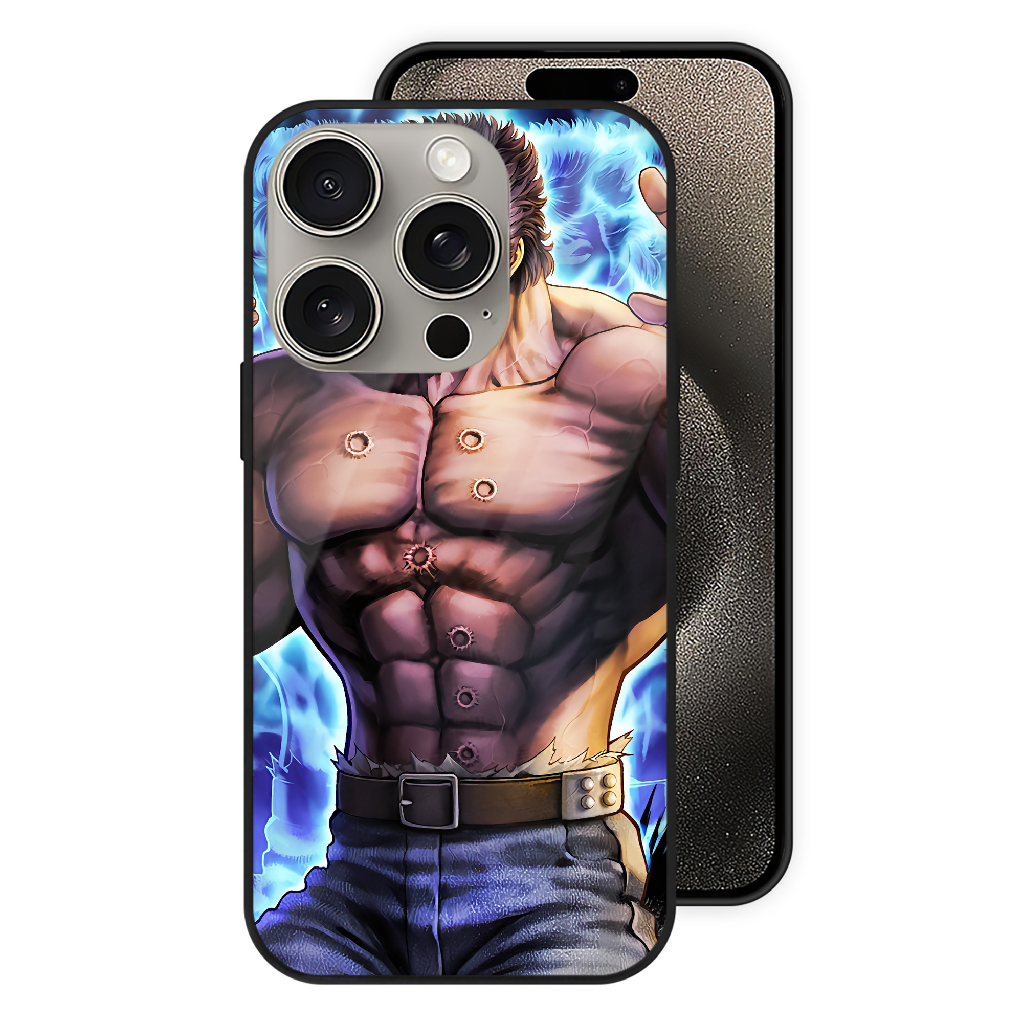 （画像用） 北斗の拳 Fist of the North Star 【iPhone15Pro対応】スマホケース 耐衝撃＆黄変防止 背面ガラス