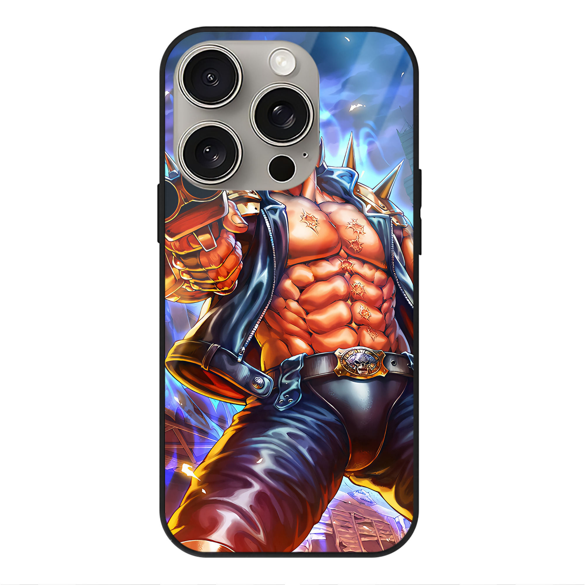 （画像用） 北斗の拳 Fist of the North Star 【iPhone15Pro対応】スマホケース 耐衝撃＆黄変防止 背面ガラス