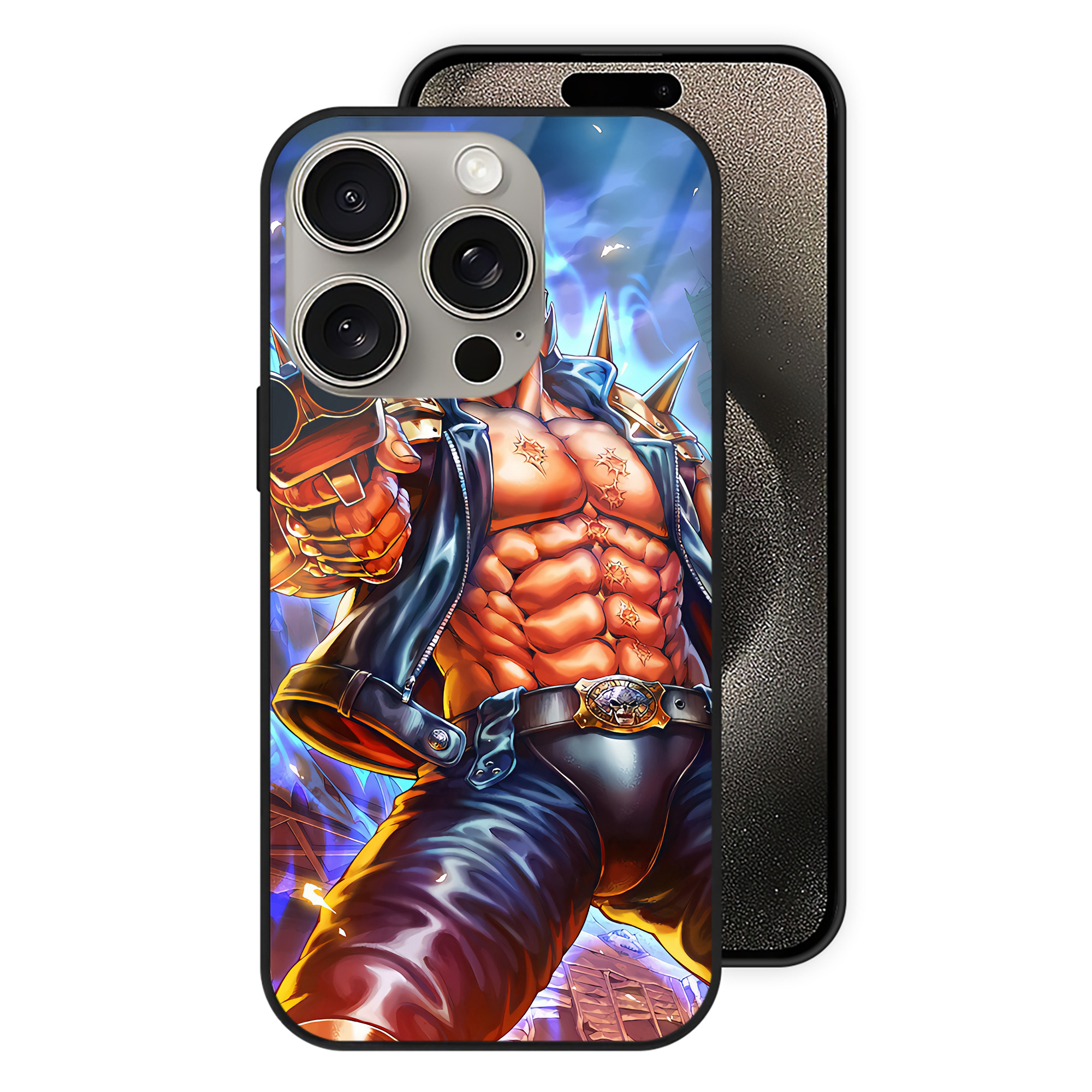 （画像用） 北斗の拳 Fist of the North Star 【iPhone15Pro対応】スマホケース 耐衝撃＆黄変防止 背面ガラス