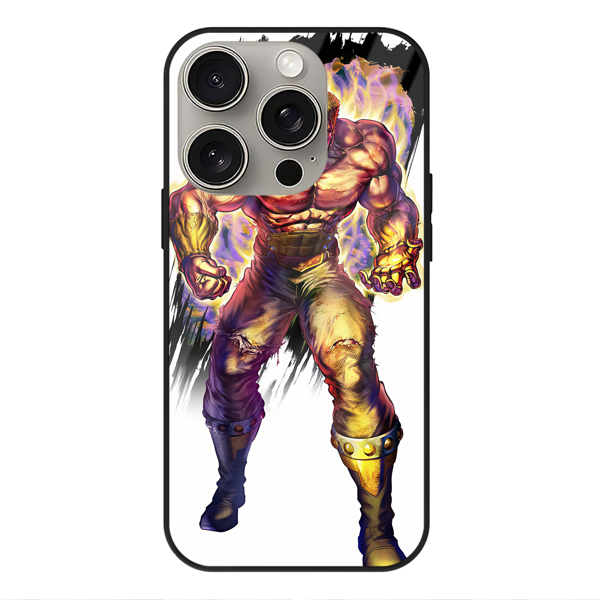 （画像用） 北斗の拳 Fist of the North Star 【iPhone15Pro対応】スマホケース 耐衝撃＆黄変防止 背面ガラス
