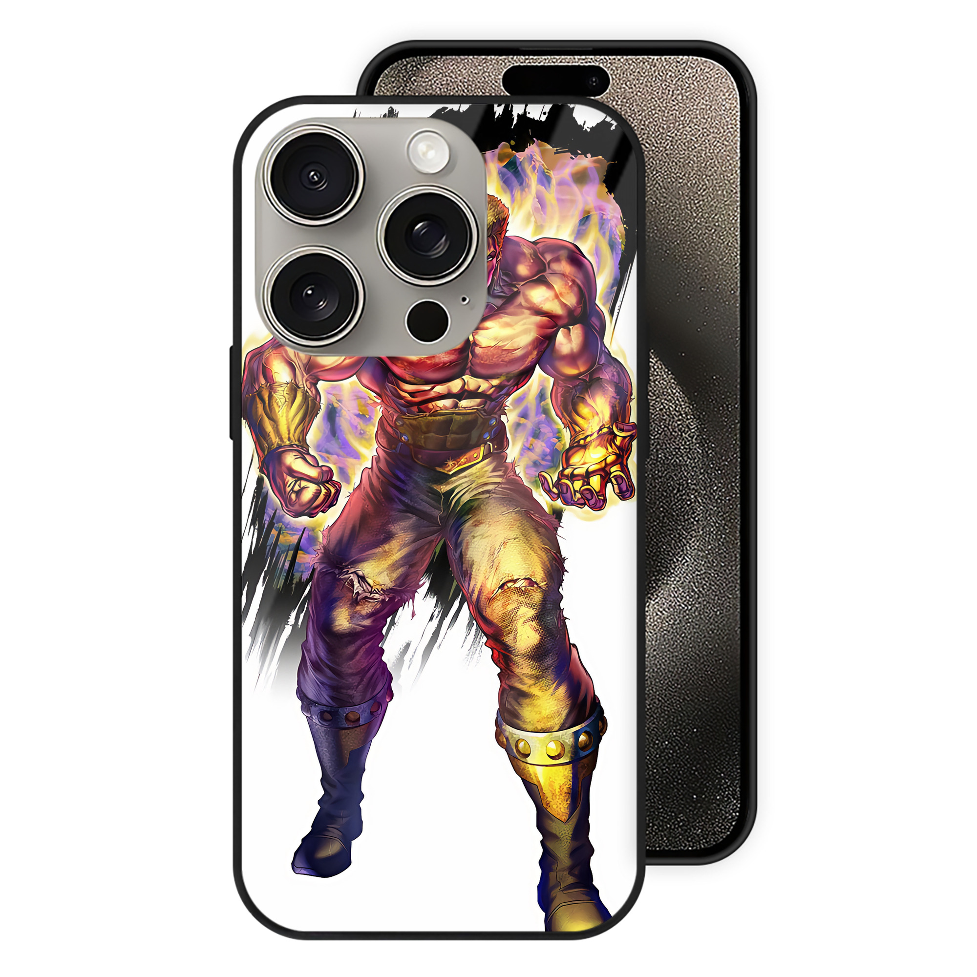 （画像用） 北斗の拳 Fist of the North Star 【iPhone15Pro対応】スマホケース 耐衝撃＆黄変防止 背面ガラス