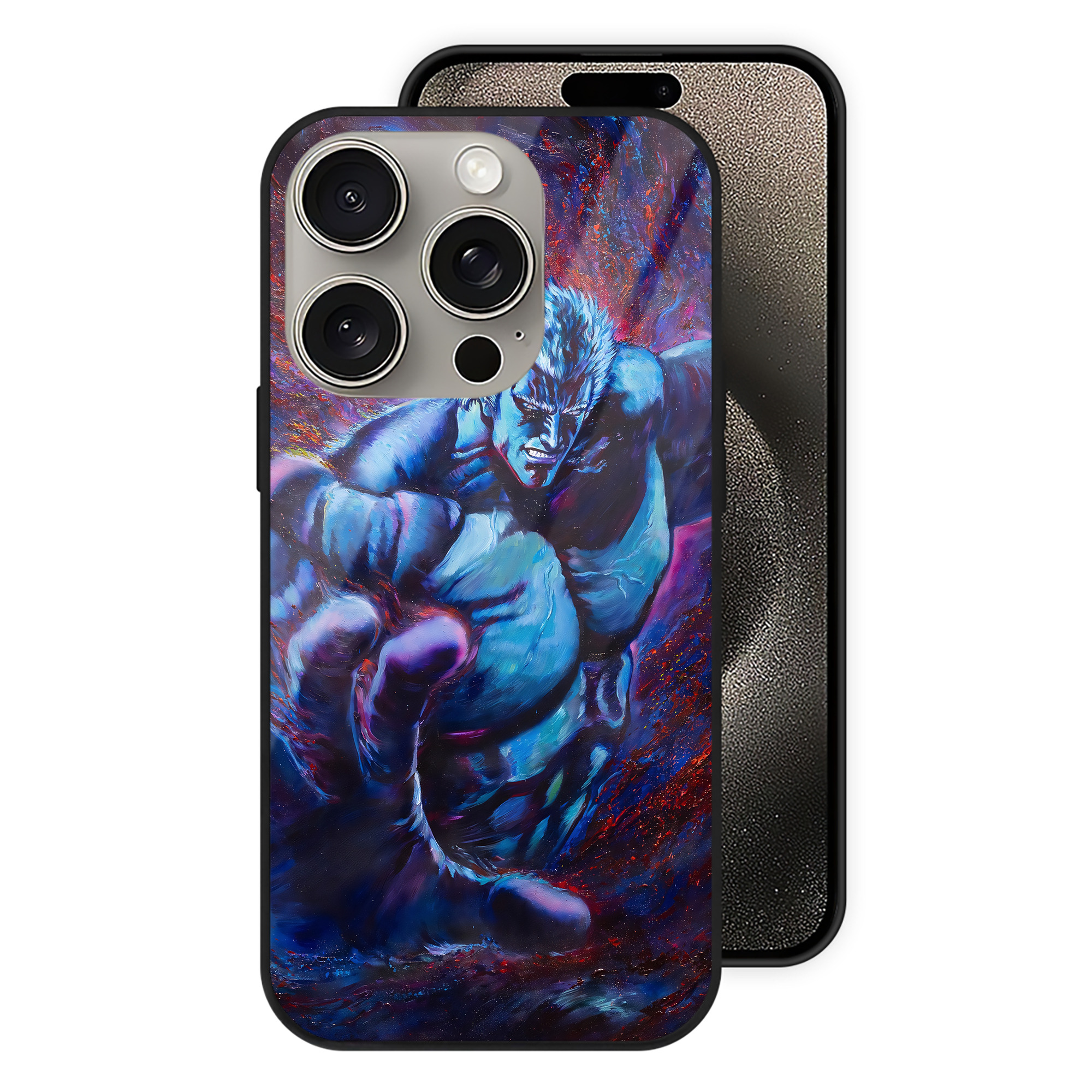 （画像用） 北斗の拳 Fist of the North Star 【iPhone15Pro対応】スマホケース 耐衝撃＆黄変防止 背面ガラス