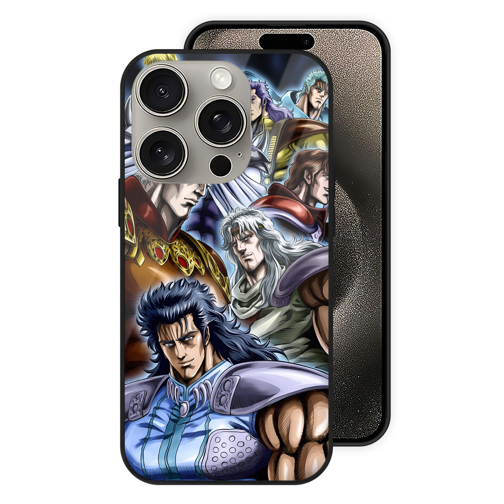 （画像用） 北斗の拳 Fist of the North Star 【iPhone15Pro対応】スマホケース 耐衝撃＆黄変防止 背面ガラス