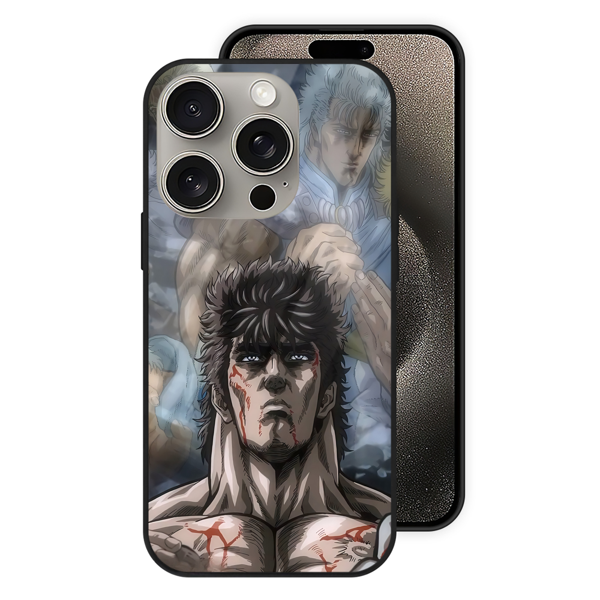 （画像用） 北斗の拳 Fist of the North Star 【iPhone15Pro対応】スマホケース 耐衝撃＆黄変防止 背面ガラス