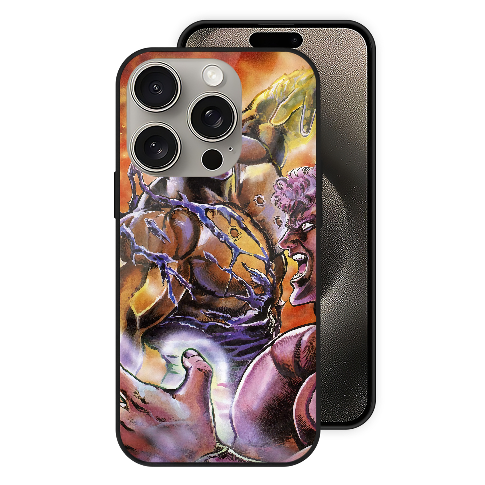 （画像用） 北斗の拳 Fist of the North Star 【iPhone15Pro対応】スマホケース 耐衝撃＆黄変防止 背面ガラス