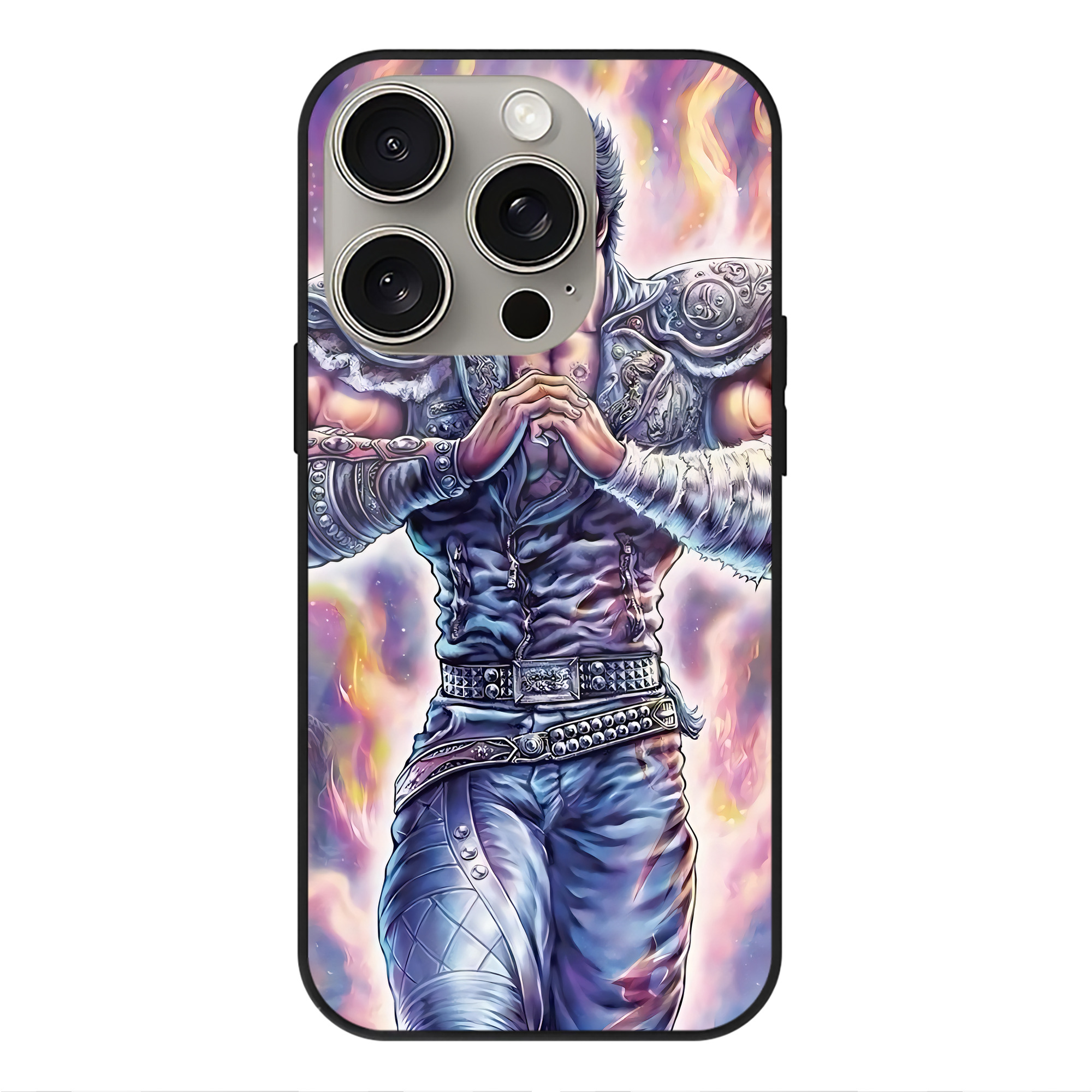 （画像用） 北斗の拳 Fist of the North Star 【iPhone15Pro対応】スマホケース 耐衝撃＆黄変防止 背面ガラス