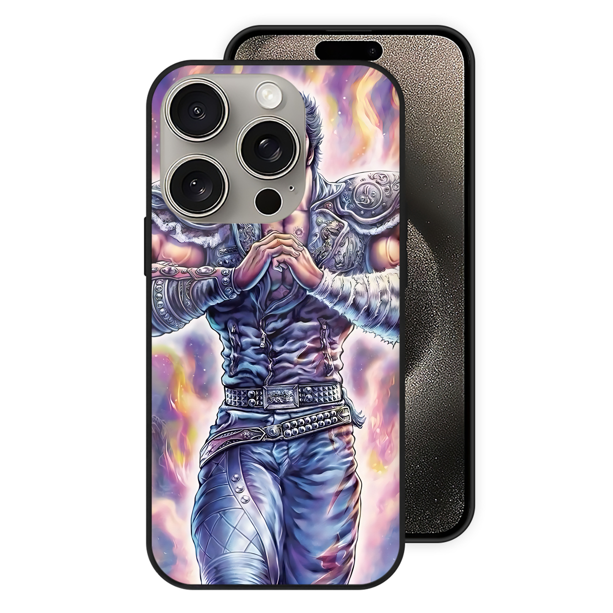 （画像用） 北斗の拳 Fist of the North Star 【iPhone15Pro対応】スマホケース 耐衝撃＆黄変防止 背面ガラス