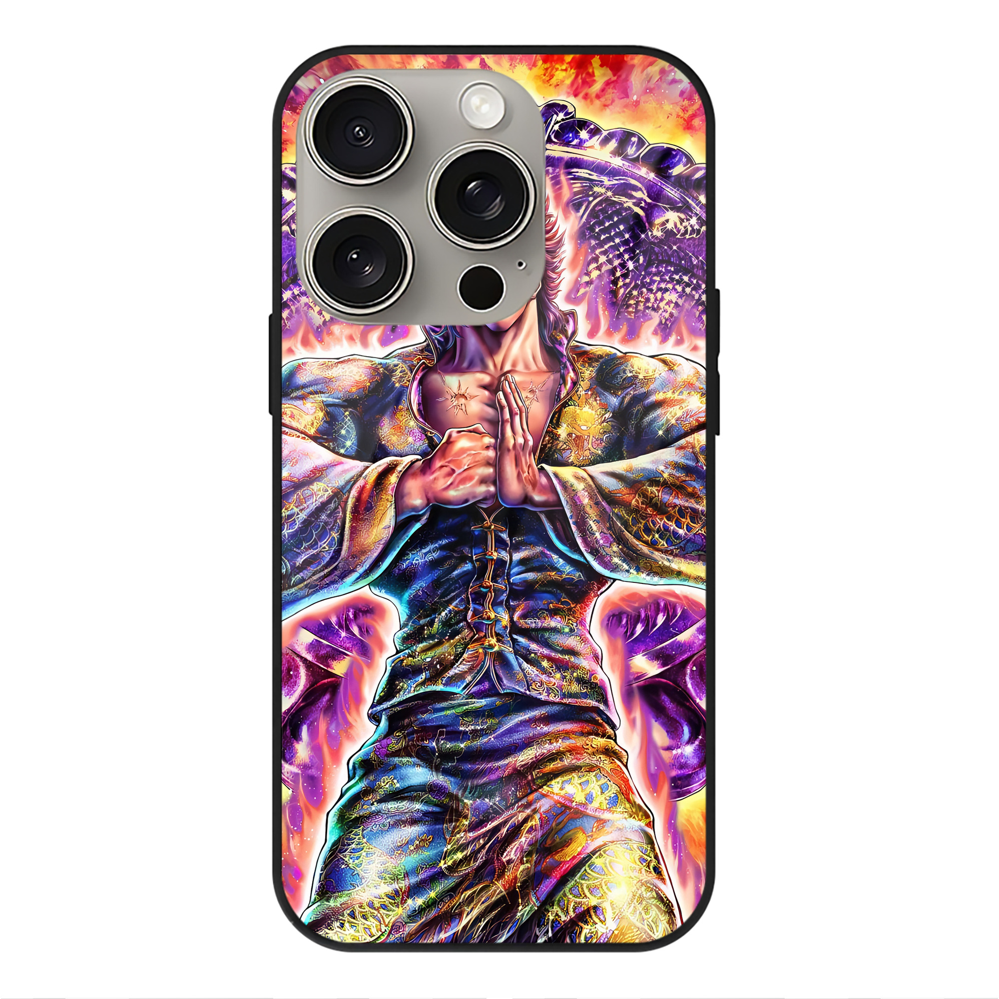 （画像用） 北斗の拳 Fist of the North Star 【iPhone15Pro対応】スマホケース 耐衝撃＆黄変防止 背面ガラス
