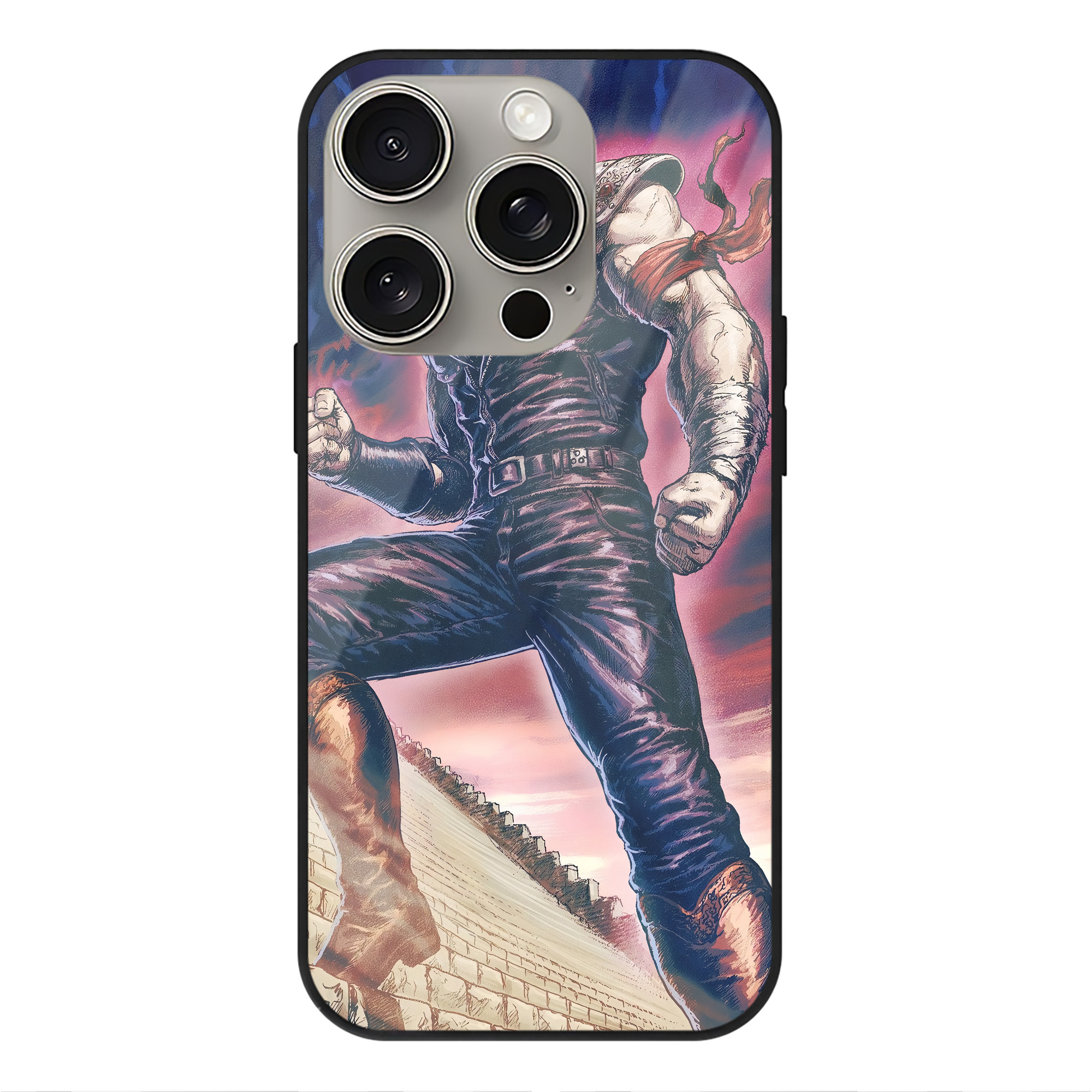 （画像用） 北斗の拳 Fist of the North Star 【iPhone15Pro対応】スマホケース 耐衝撃＆黄変防止 背面ガラス