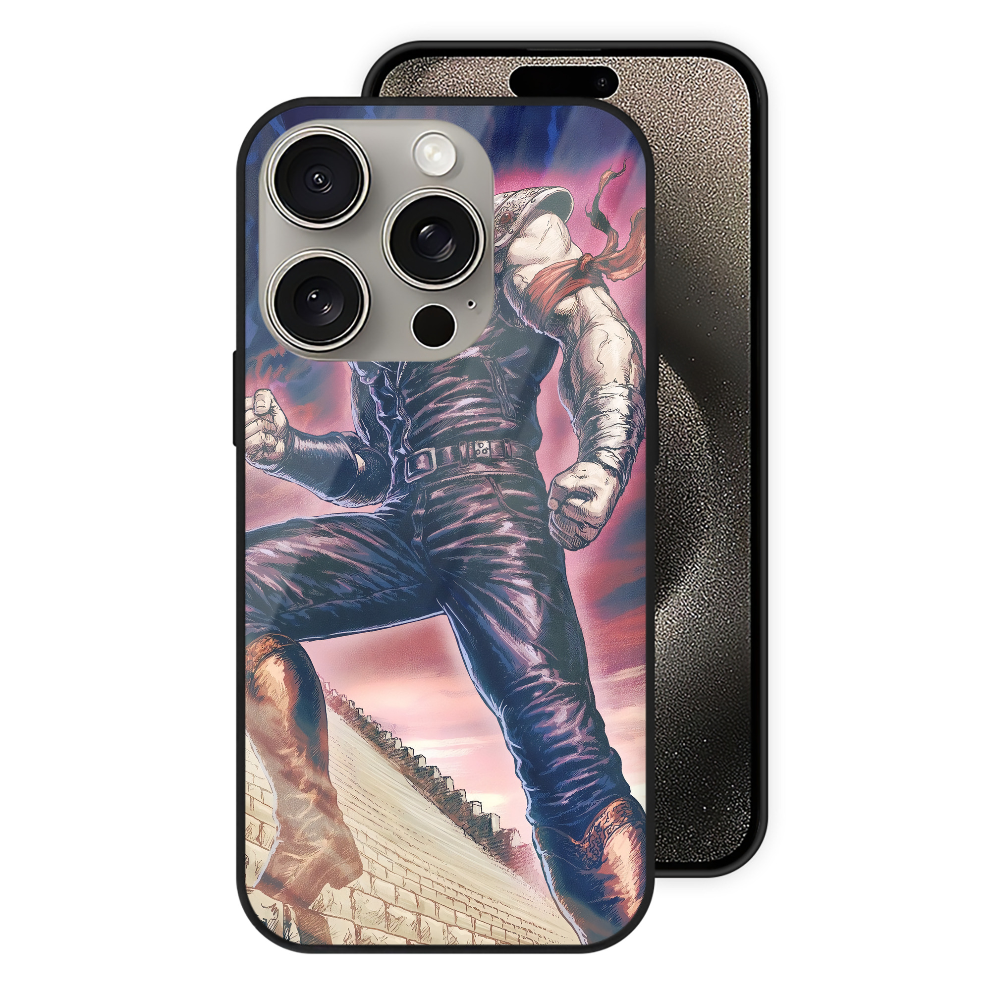 （画像用） 北斗の拳 Fist of the North Star 【iPhone15Pro対応】スマホケース 耐衝撃＆黄変防止 背面ガラス