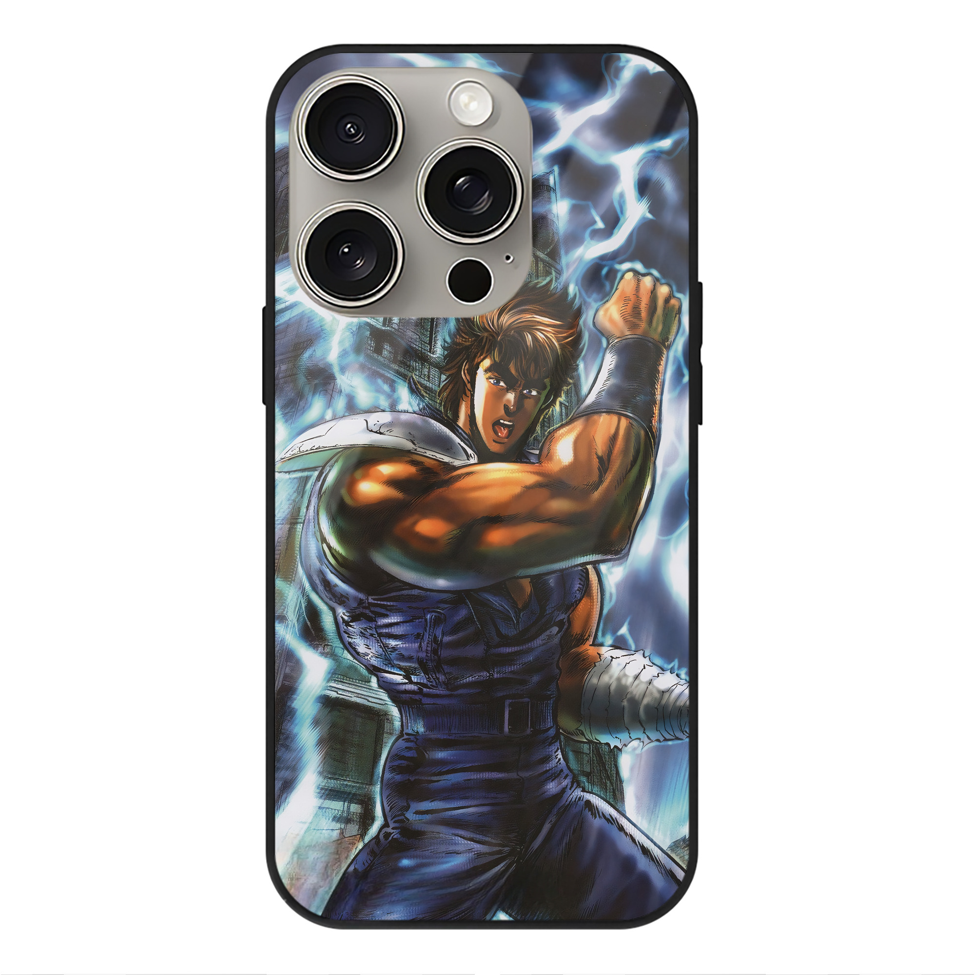 （画像用） 北斗の拳 Fist of the North Star 【iPhone15Pro対応】スマホケース 耐衝撃＆黄変防止 背面ガラス