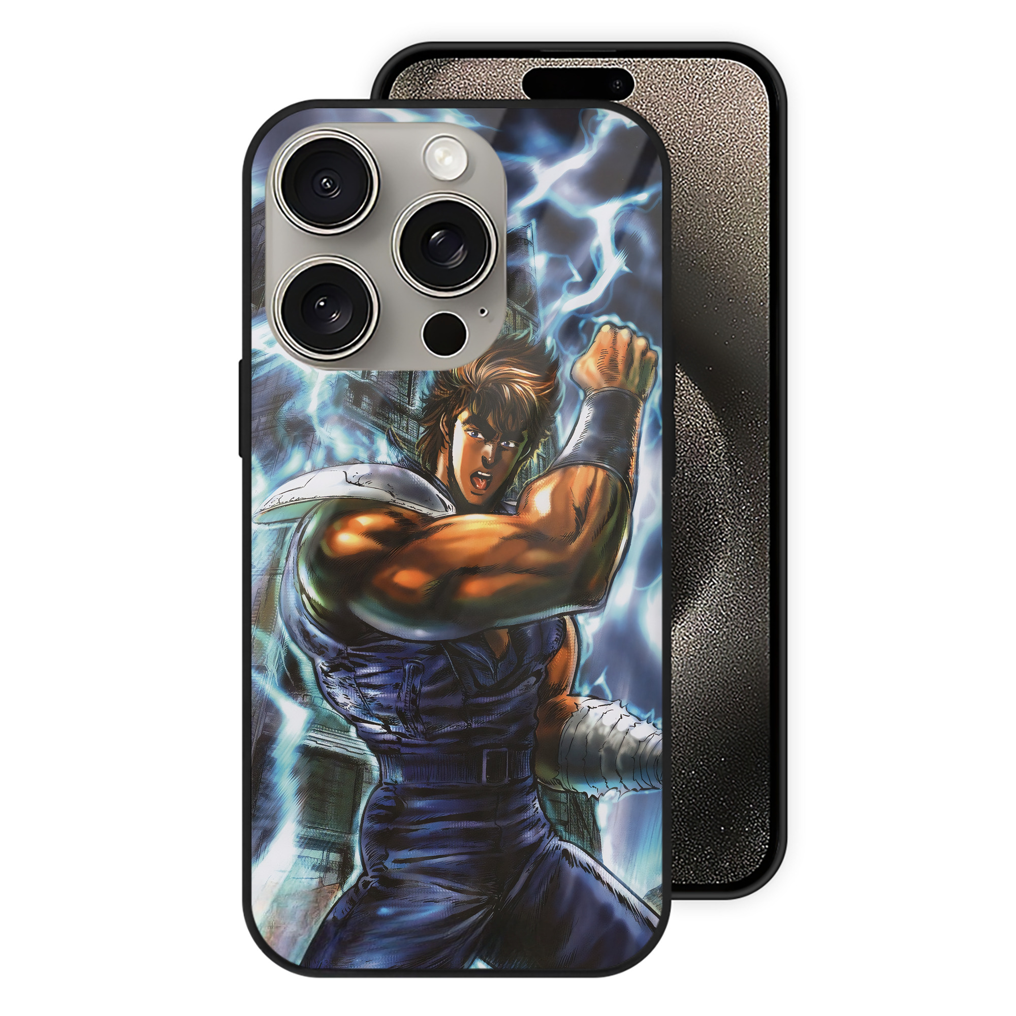 （画像用） 北斗の拳 Fist of the North Star 【iPhone15Pro対応】スマホケース 耐衝撃＆黄変防止 背面ガラス