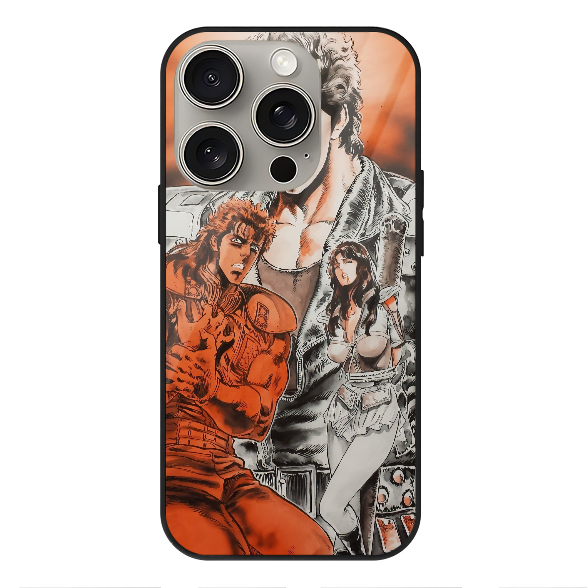 （画像用） 北斗の拳 Fist of the North Star 【iPhone15Pro対応】スマホケース 耐衝撃＆黄変防止 背面ガラス