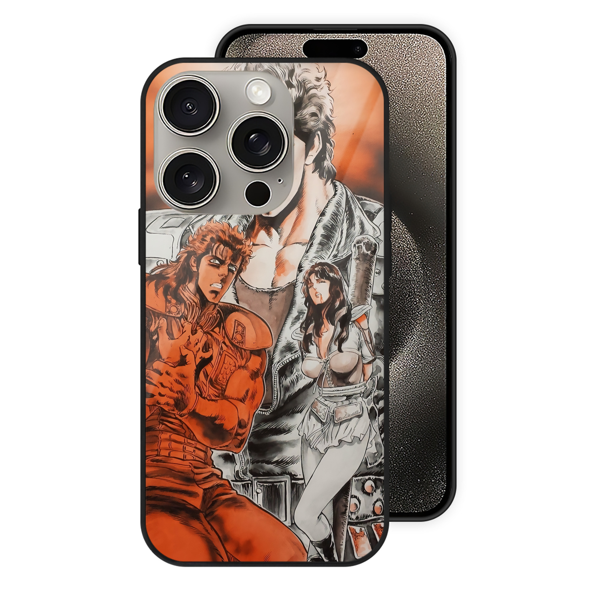 （画像用） 北斗の拳 Fist of the North Star 【iPhone15Pro対応】スマホケース 耐衝撃＆黄変防止 背面ガラス