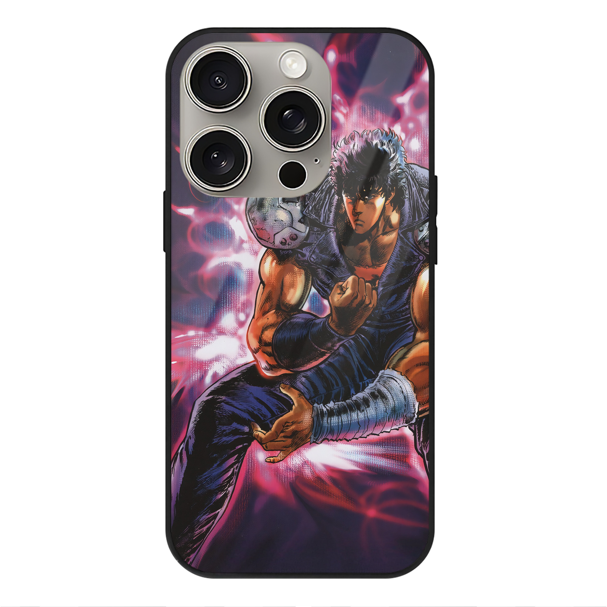 （画像用） 北斗の拳 Fist of the North Star 【iPhone15Pro対応】スマホケース 耐衝撃＆黄変防止 背面ガラス