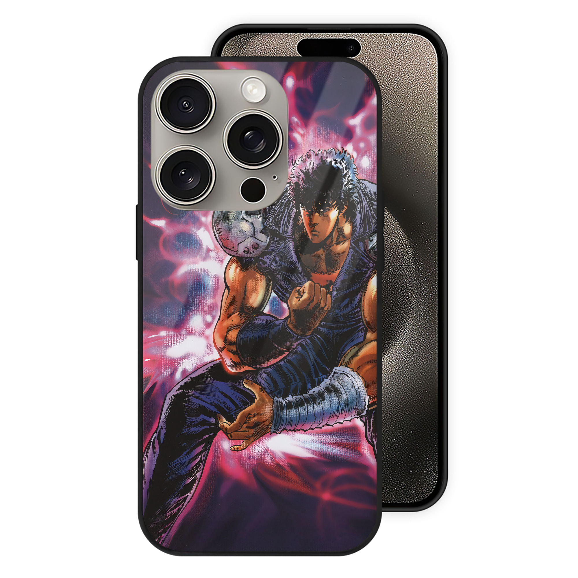（画像用） 北斗の拳 Fist of the North Star 【iPhone15Pro対応】スマホケース 耐衝撃＆黄変防止 背面ガラス