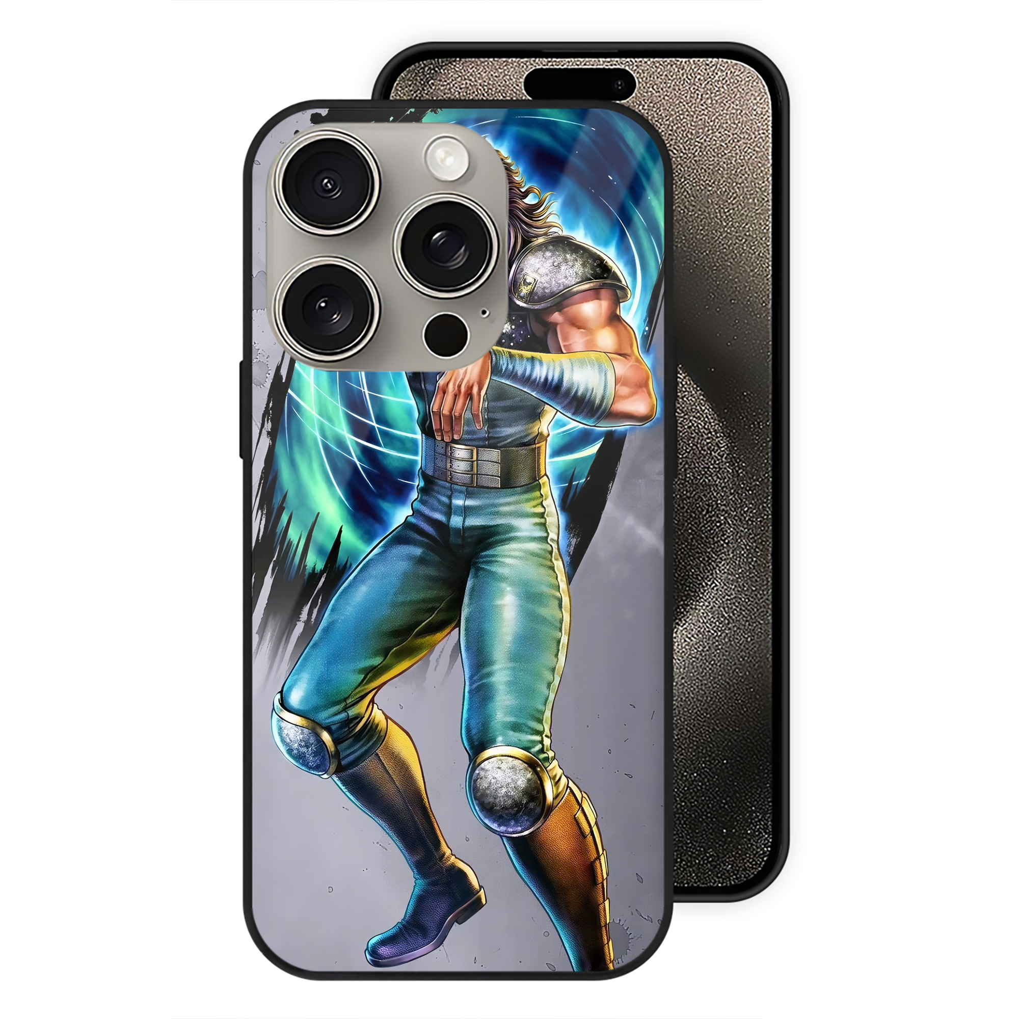 （画像用） 北斗の拳 Fist of the North Star 【iPhone15Pro対応】スマホケース 耐衝撃＆黄変防止 背面ガラス