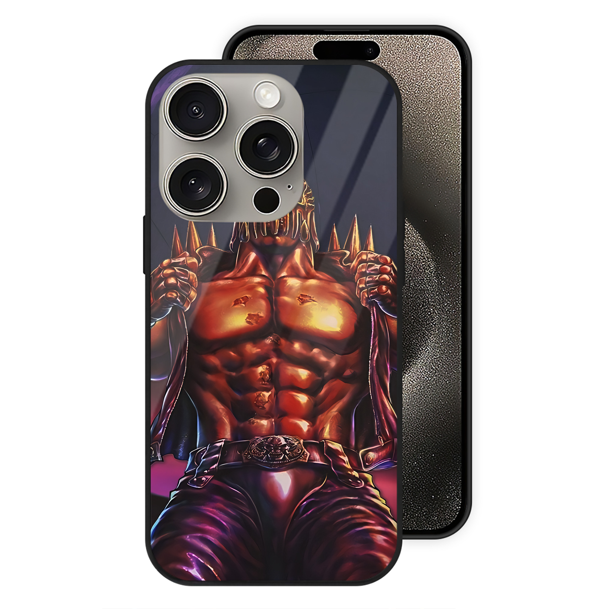 （画像用） 北斗の拳 Fist of the North Star 【iPhone15Pro対応】スマホケース 耐衝撃＆黄変防止 背面ガラス