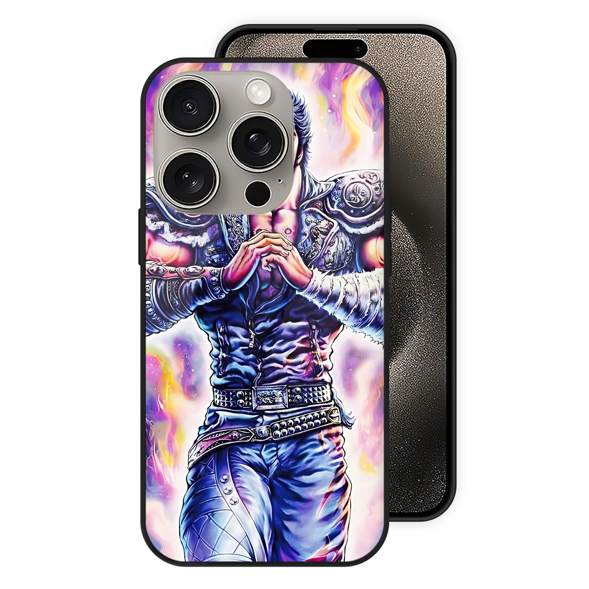 （画像用） 北斗の拳 Fist of the North Star 【iPhone15Pro対応】スマホケース 耐衝撃＆黄変防止 背面ガラス