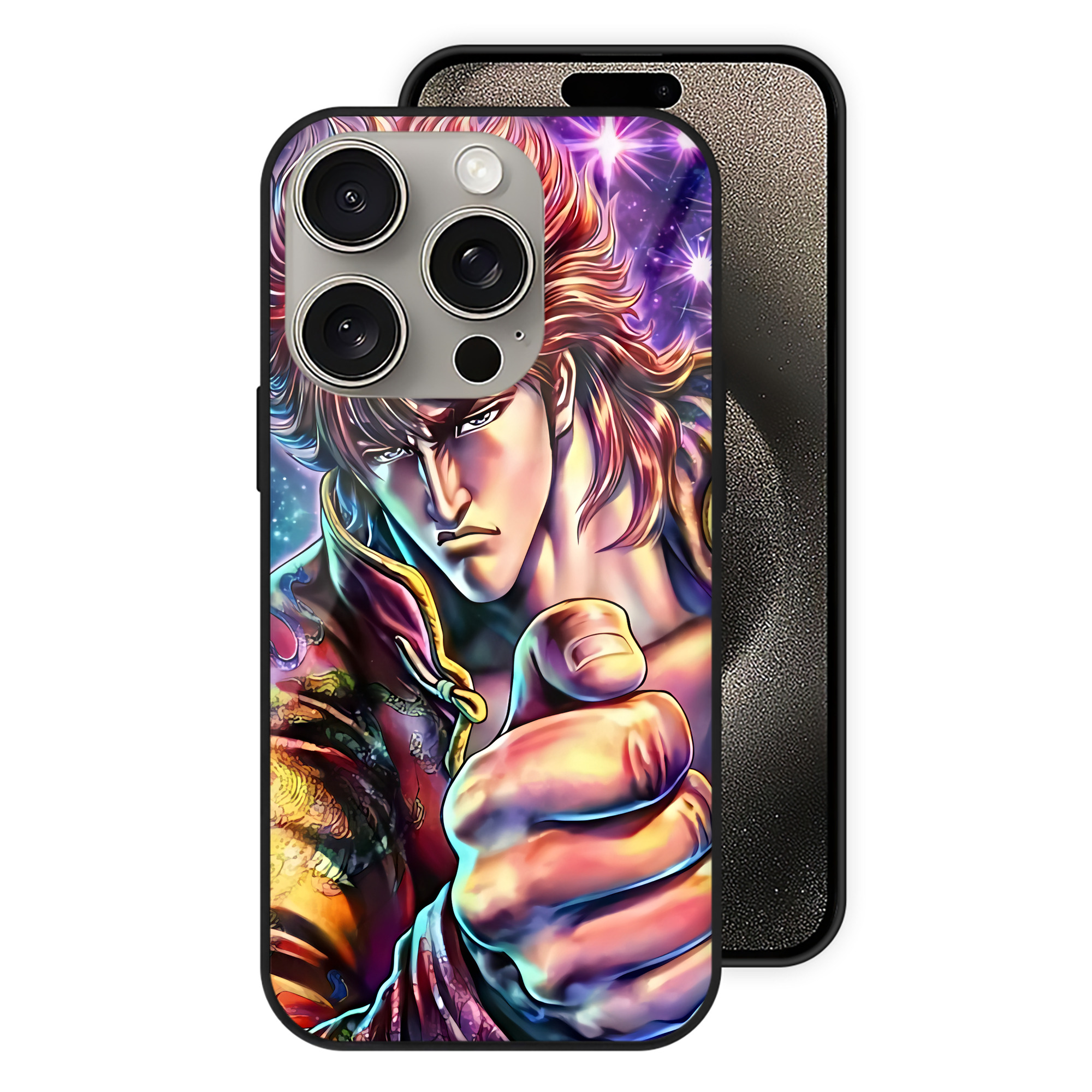 （画像用） 北斗の拳 Fist of the North Star 【iPhone15Pro対応】スマホケース 耐衝撃＆黄変防止 背面ガラス
