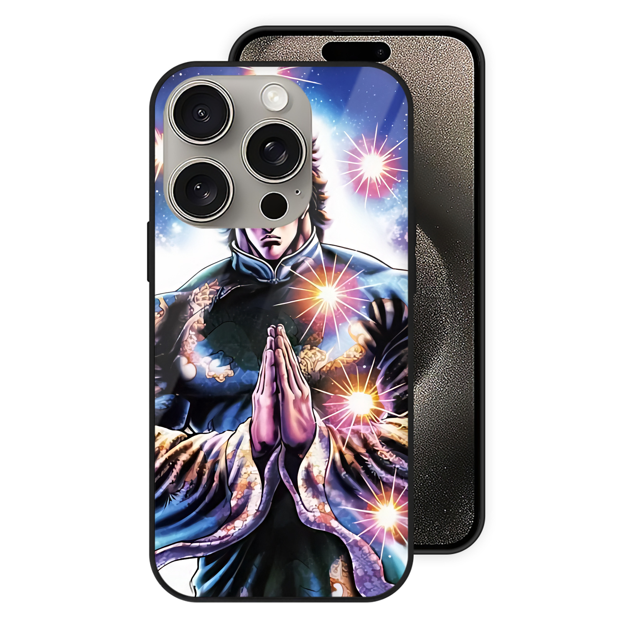 （画像用） 北斗の拳 Fist of the North Star 【iPhone15Pro対応】スマホケース 耐衝撃＆黄変防止 背面ガラス