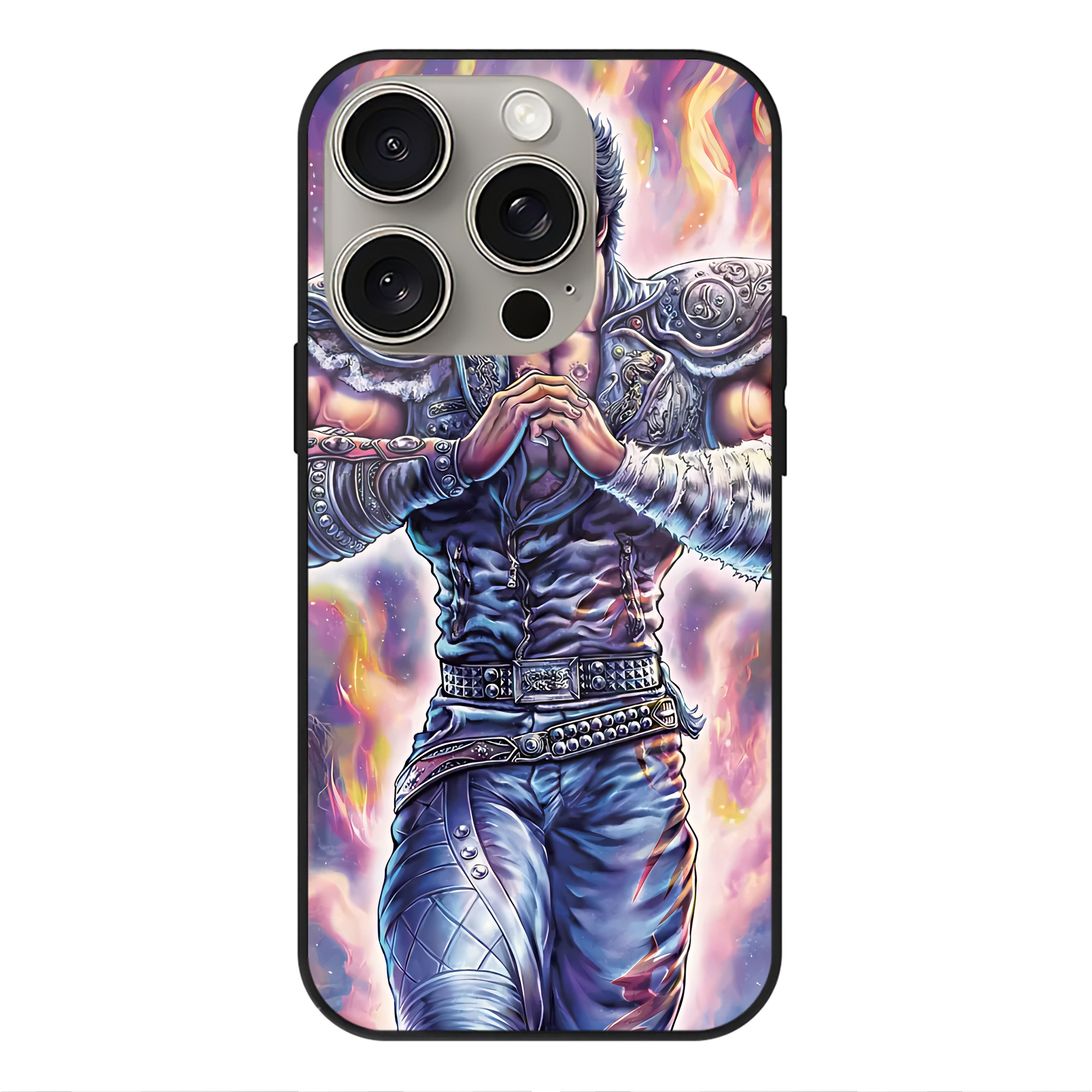 （画像用） 北斗の拳 Fist of the North Star 【iPhone15Pro対応】スマホケース 耐衝撃＆黄変防止 背面ガラス
