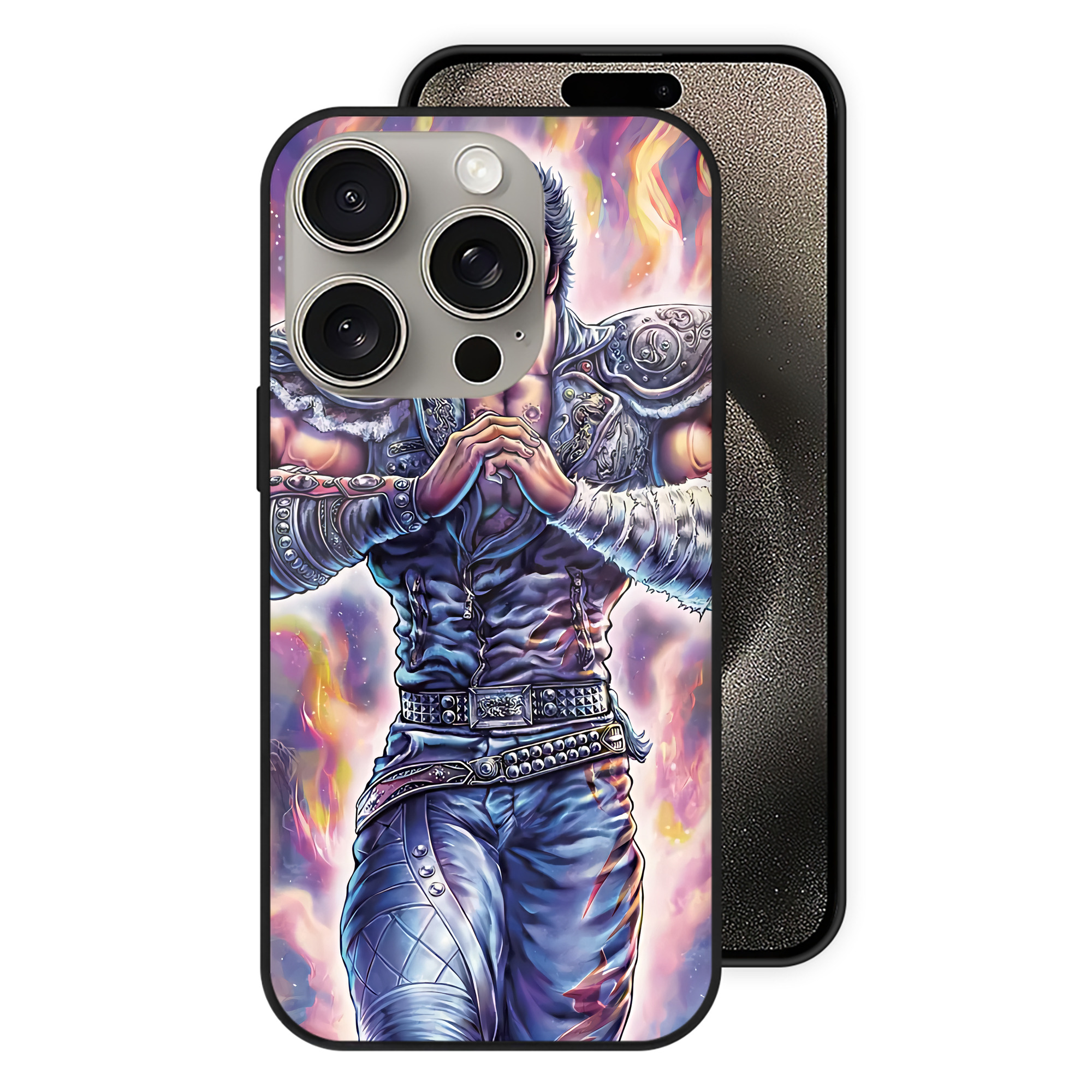 （画像用） 北斗の拳 Fist of the North Star 【iPhone15Pro対応】スマホケース 耐衝撃＆黄変防止 背面ガラス