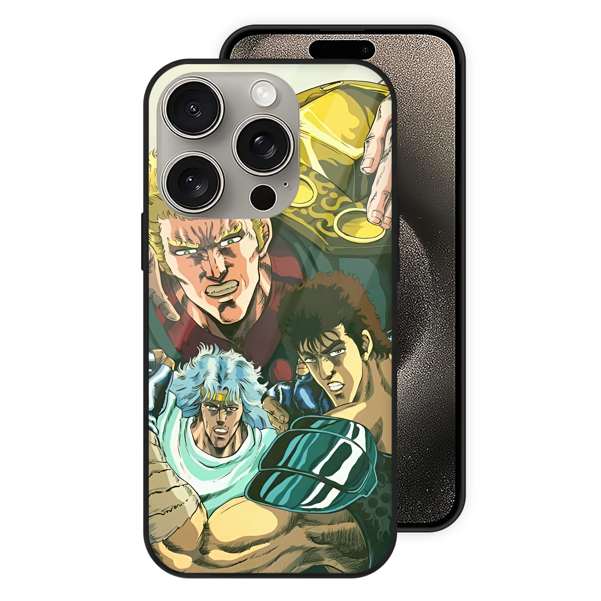 （画像用） 北斗の拳 Fist of the North Star 【iPhone15Pro対応】スマホケース 耐衝撃＆黄変防止 背面ガラス