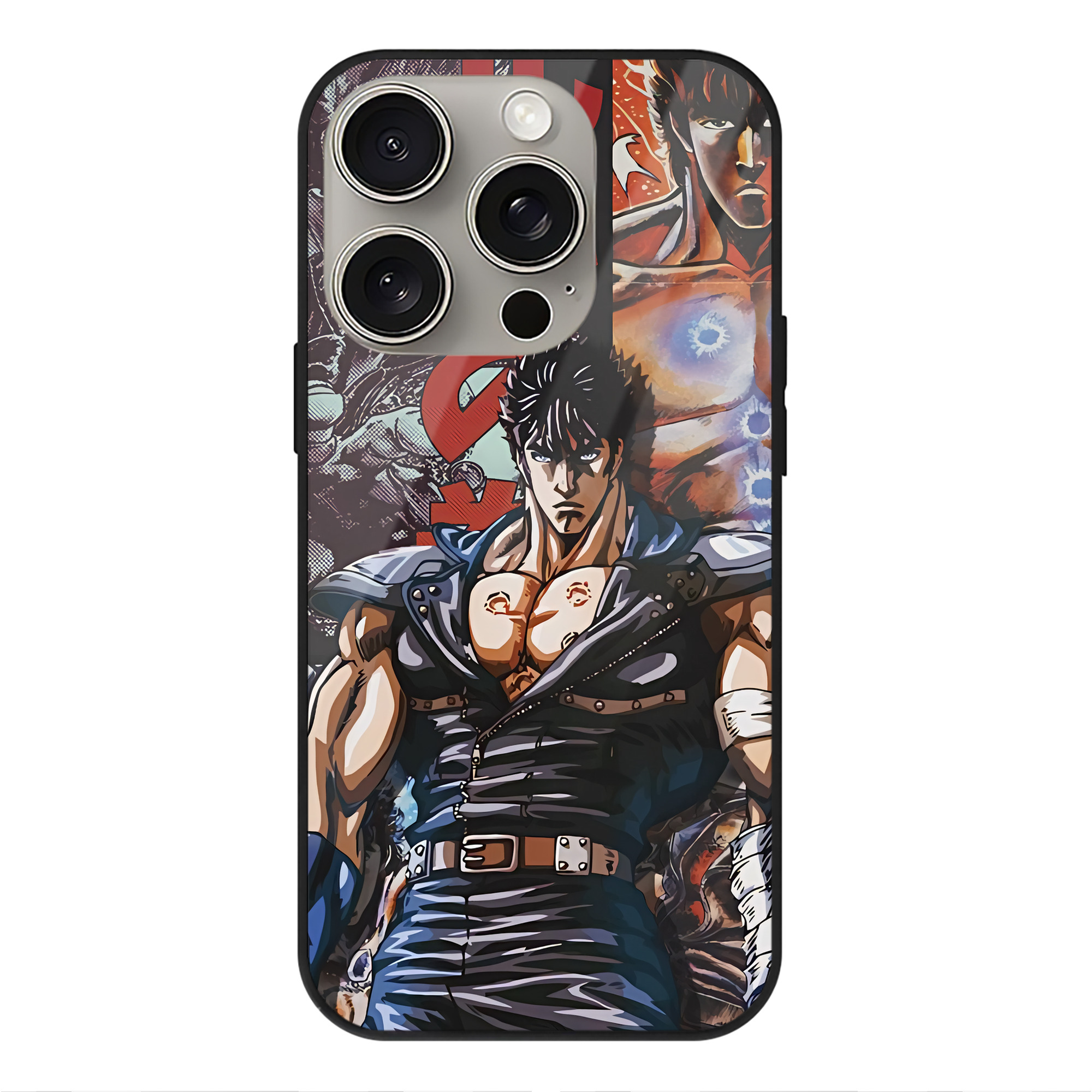（画像用） 北斗の拳 Fist of the North Star 【iPhone15Pro対応】スマホケース 耐衝撃＆黄変防止 背面ガラス