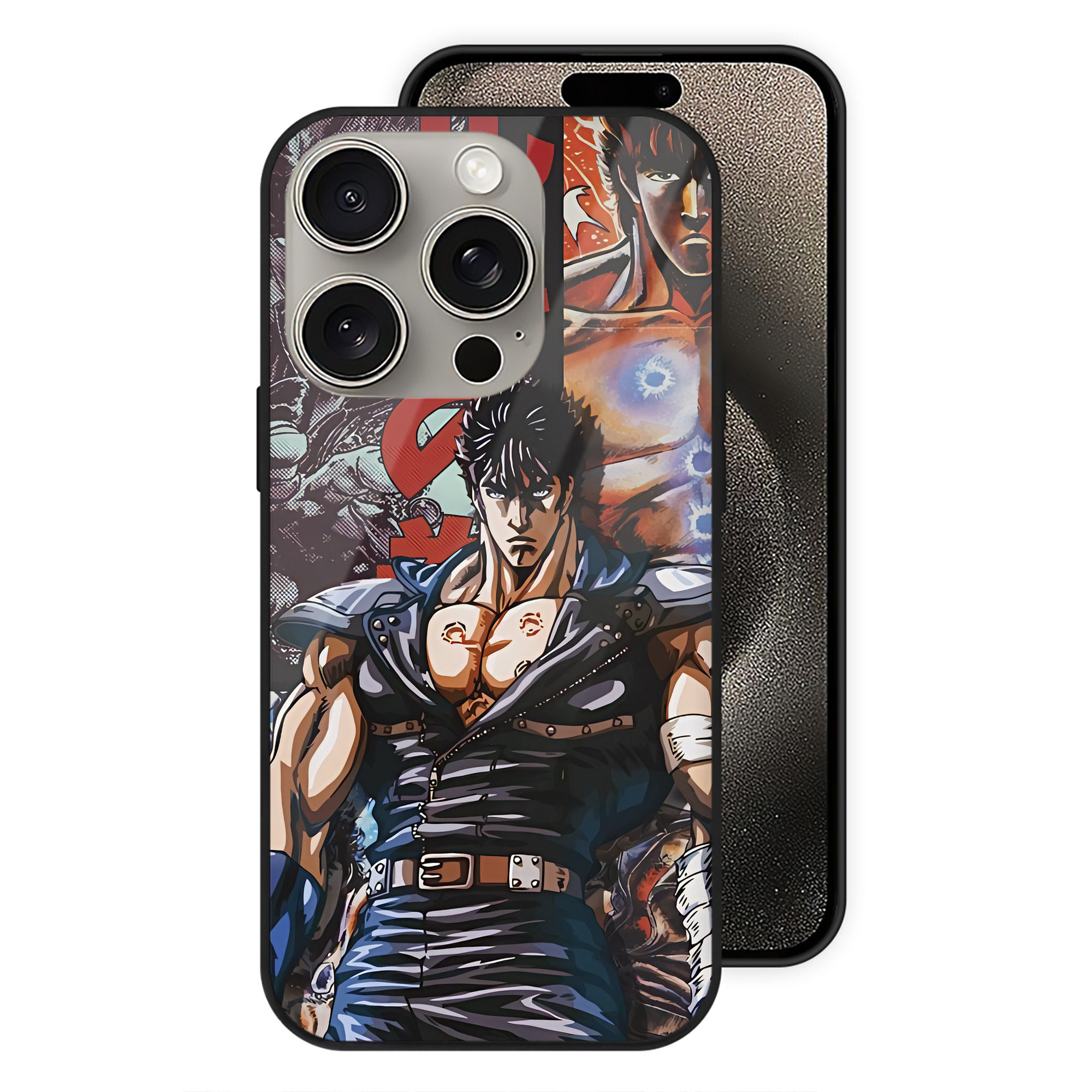 （画像用） 北斗の拳 Fist of the North Star 【iPhone15Pro対応】スマホケース 耐衝撃＆黄変防止 背面ガラス