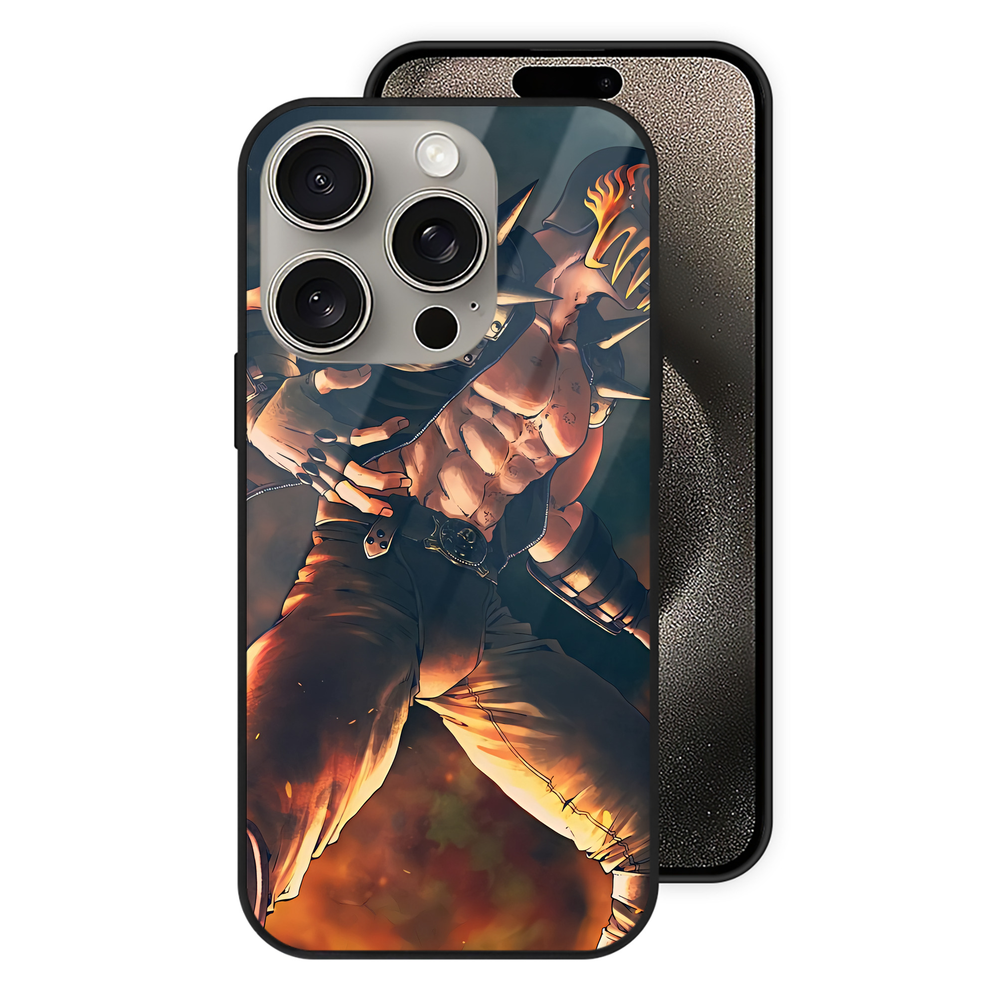 （画像用） 北斗の拳 Fist of the North Star 【iPhone15Pro対応】スマホケース 耐衝撃＆黄変防止 背面ガラス